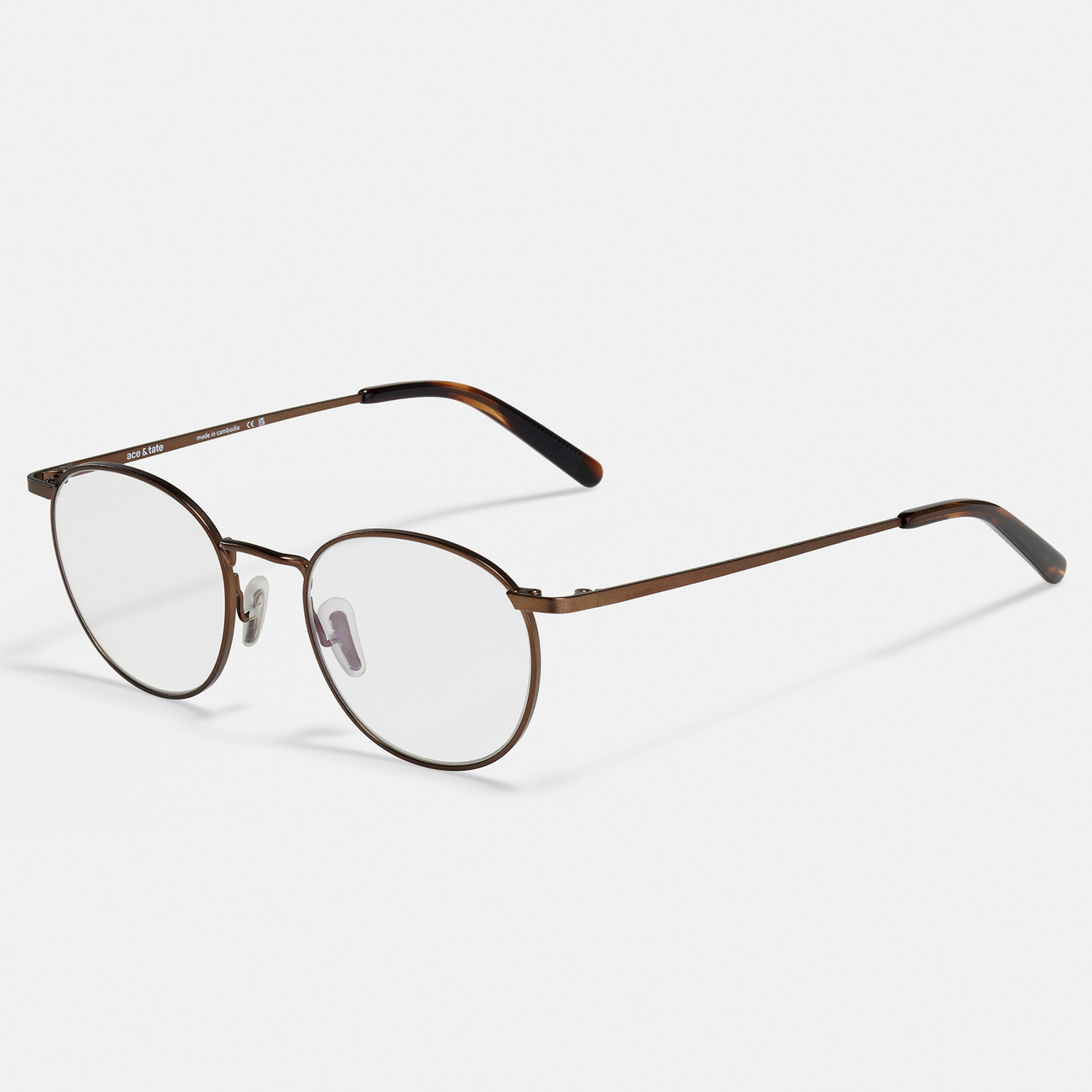 Ace & Tate Glasses | Round Metal in Brown