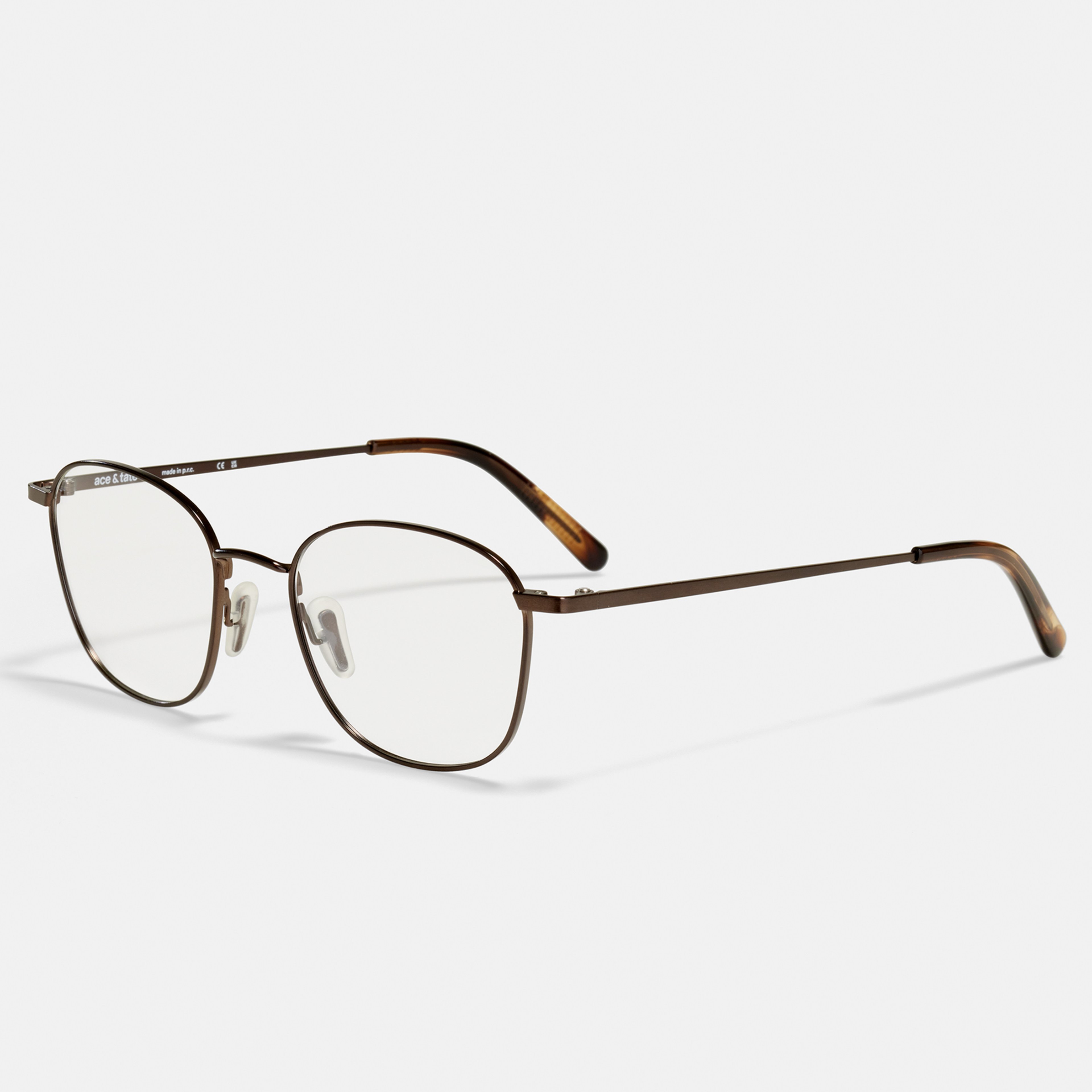 Ace & Tate Glasses | Square Metal in Brown