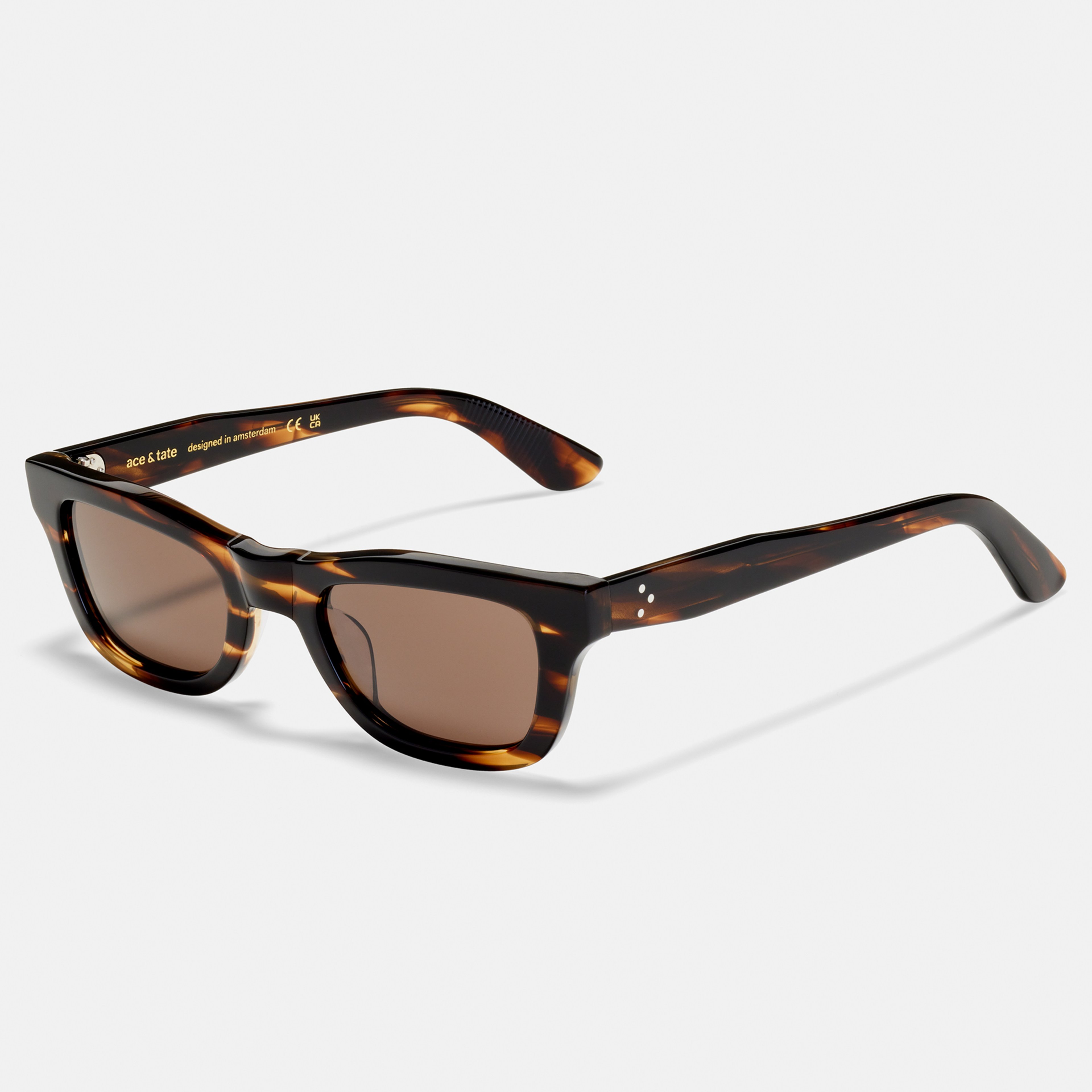 Ace & Tate Sunglasses | Rectangle Acetate in Brown, Orange