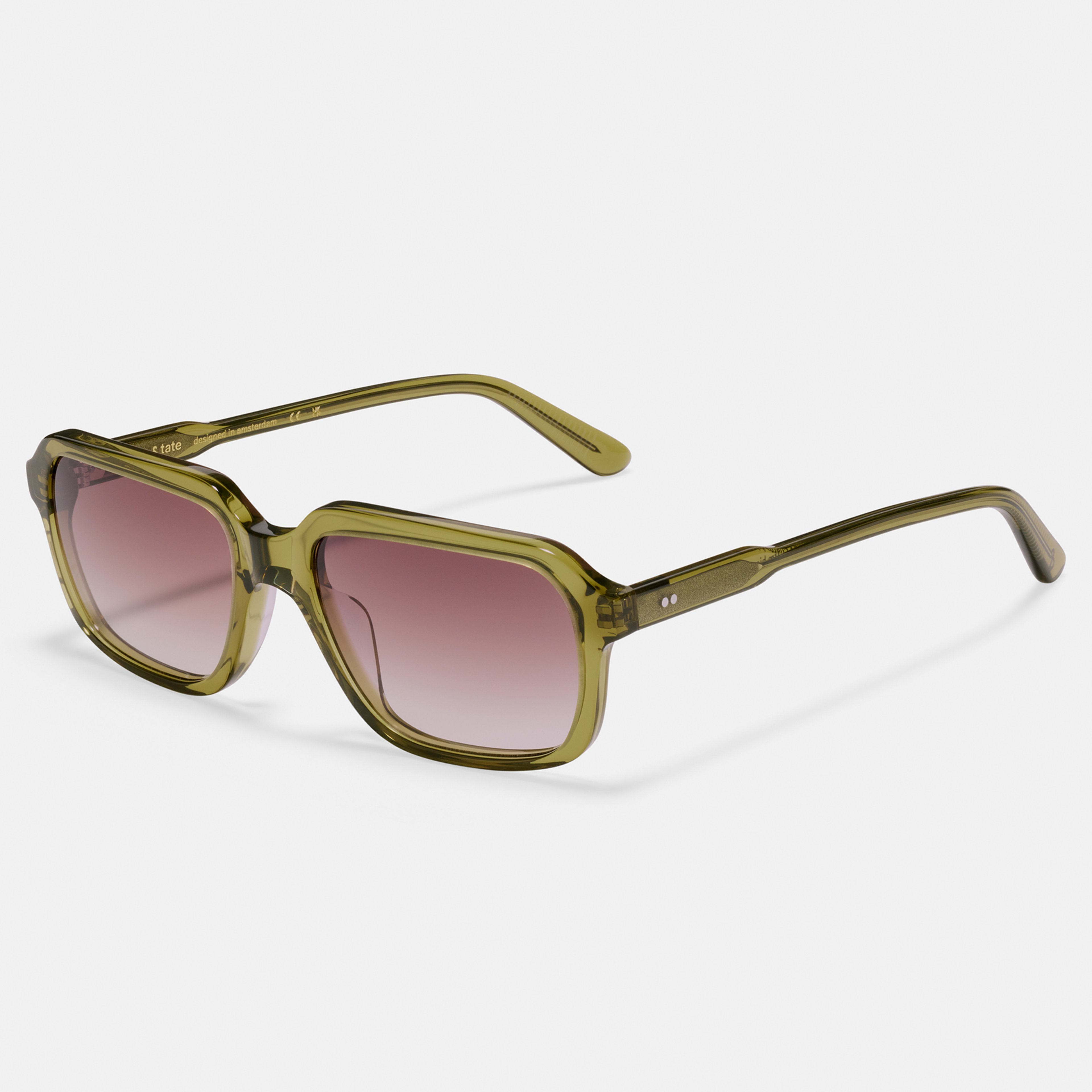 Ace & Tate Sonnenbrillen | Quadratisch Acetat in Beige, Grün, Grau