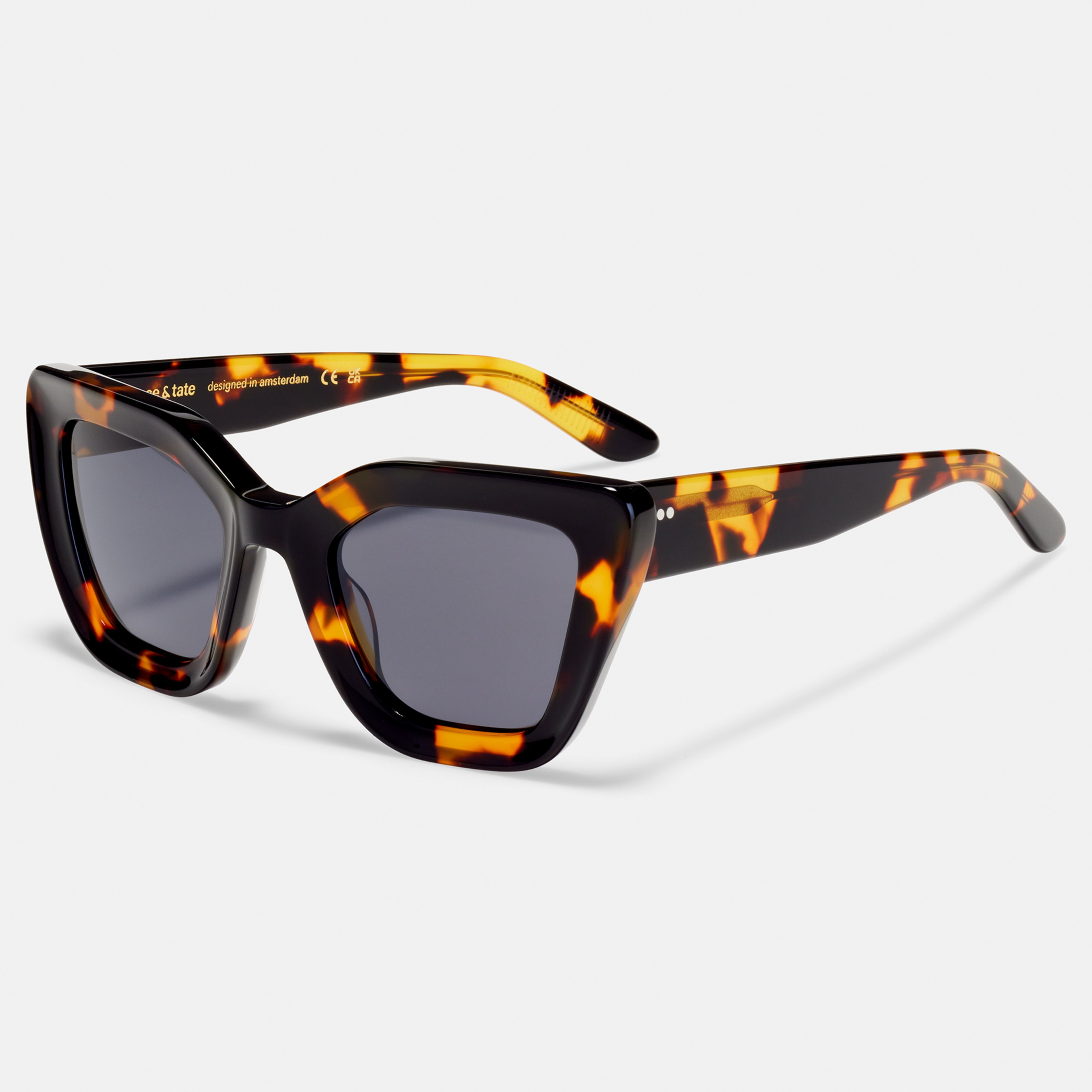 Ace & Tate Solaires | Rectangulaire Acétate in Noir, Marron, Jaune