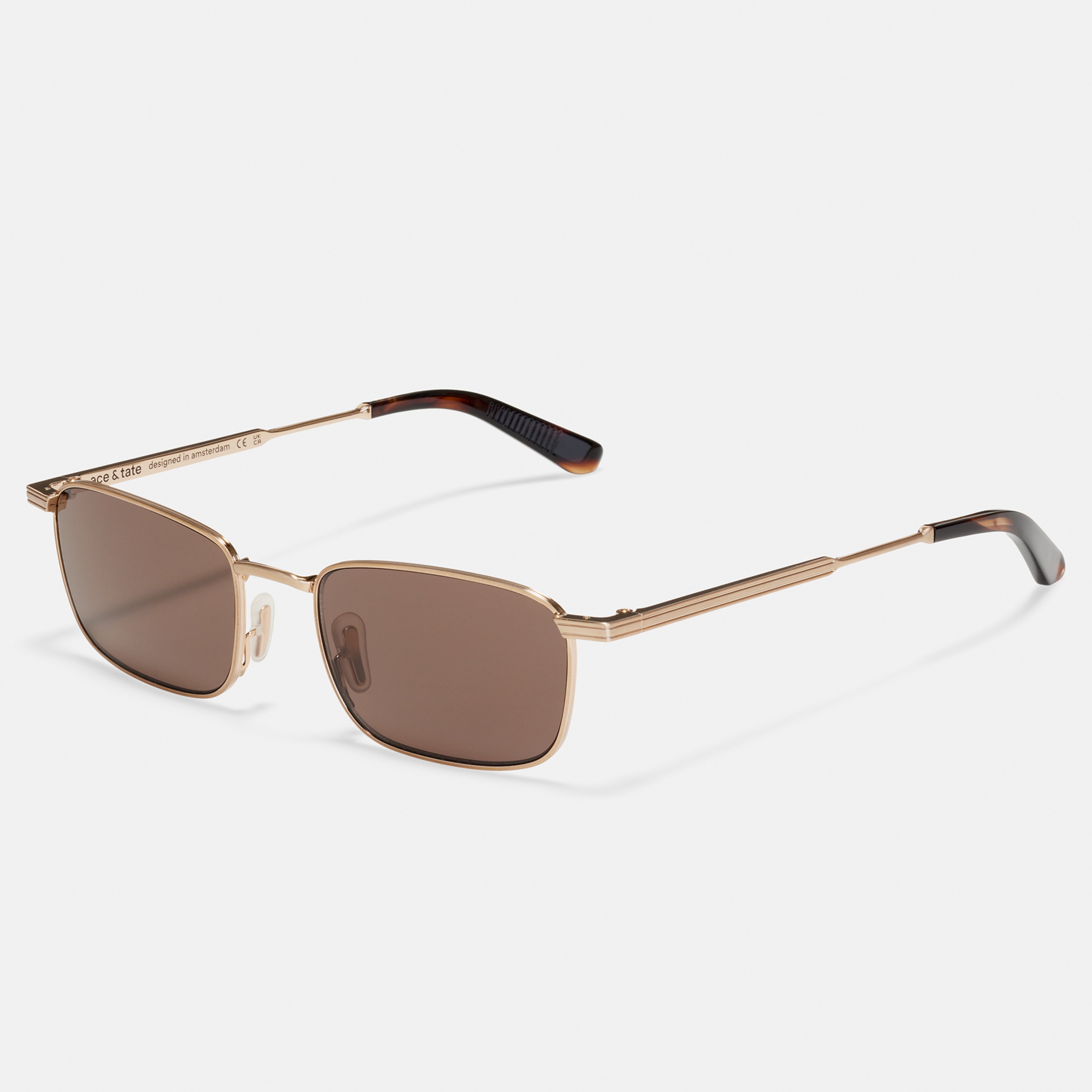 Ace & Tate Sunglasses | Rectangle Metal in Gold