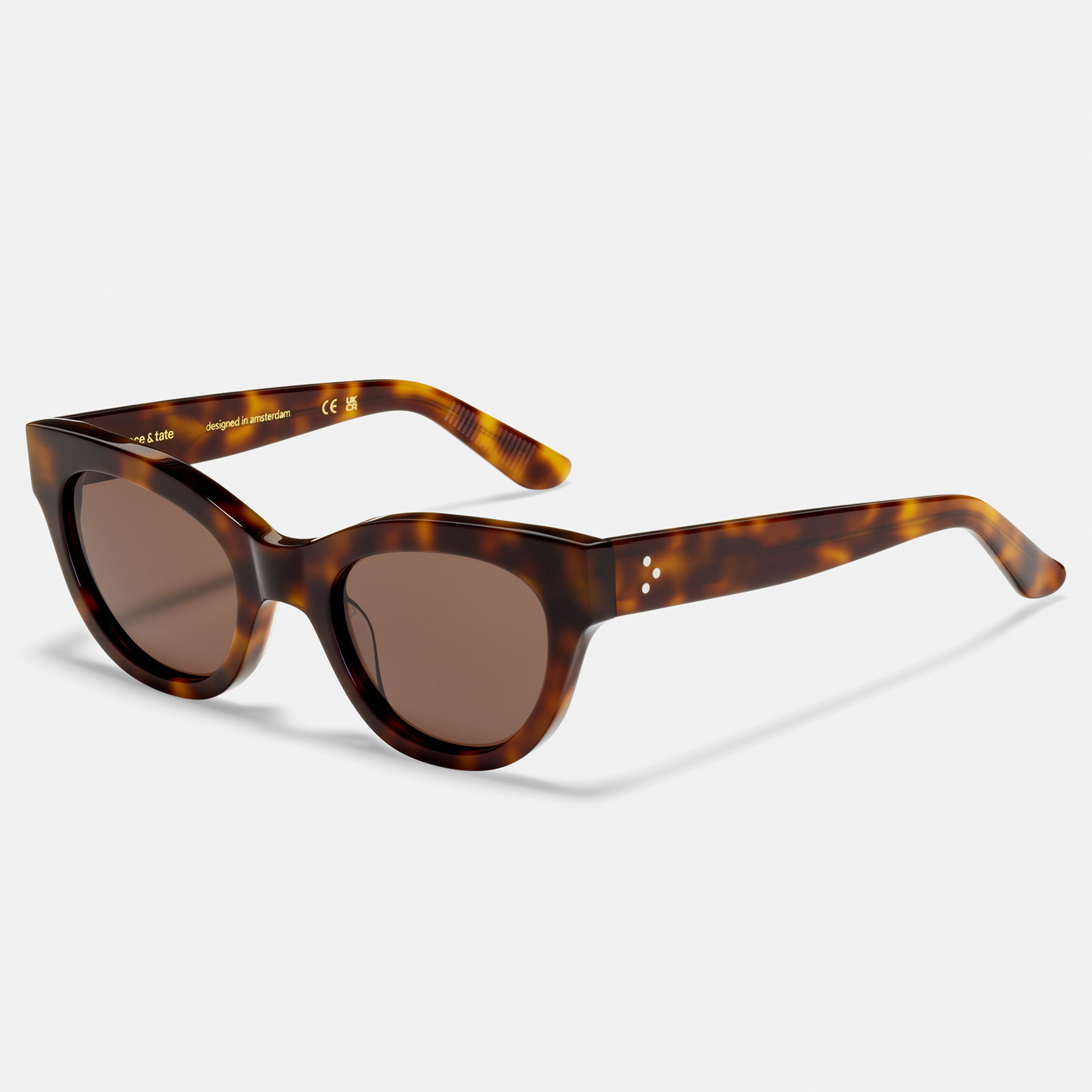 Ace & Tate Solaires | Ronde Acétate in Noir, Marron