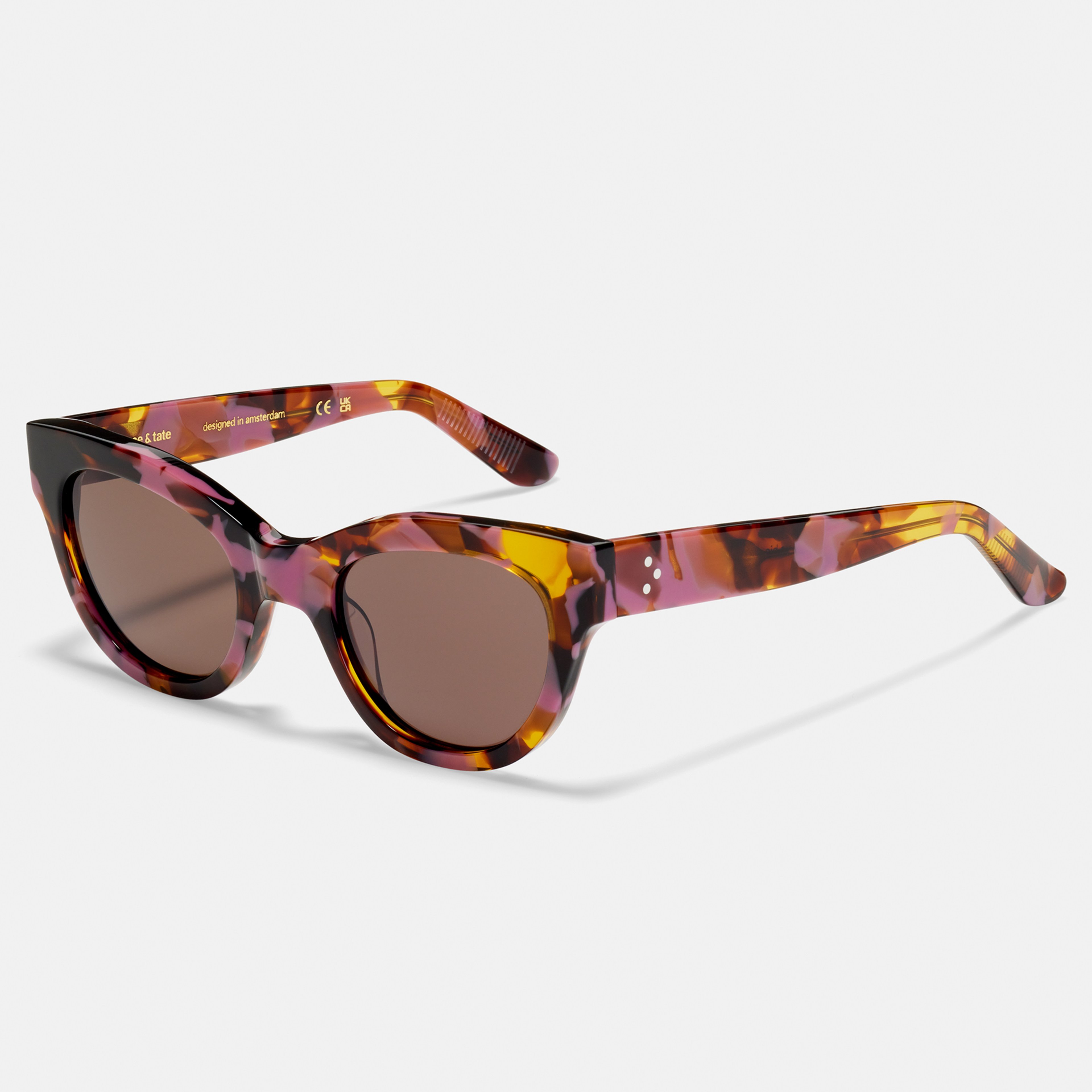 Ace & Tate Sunglasses | Round Acetate in Brown, Purple