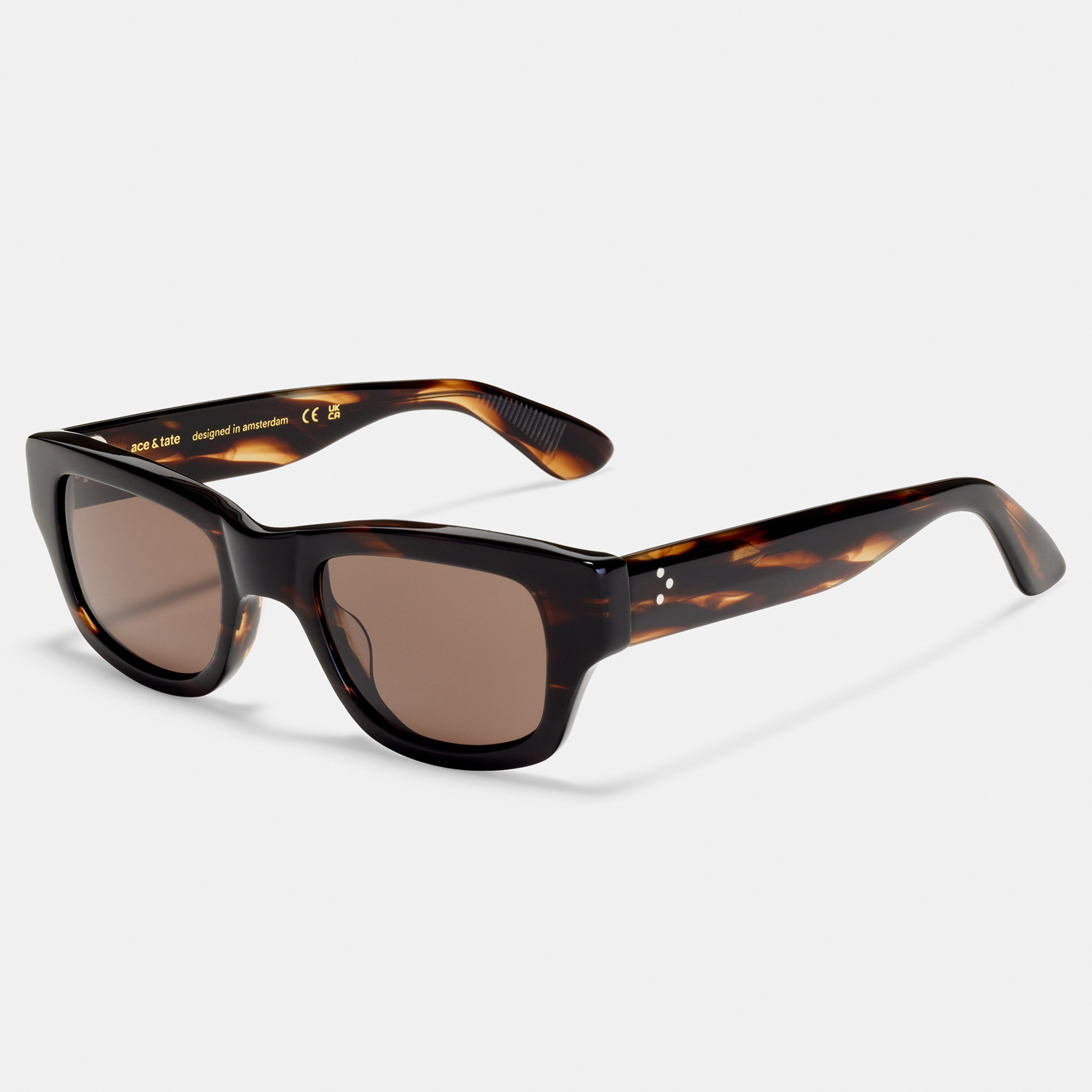 Ace & Tate Solaires | Rectangulaire Acétate in Marron, Orange