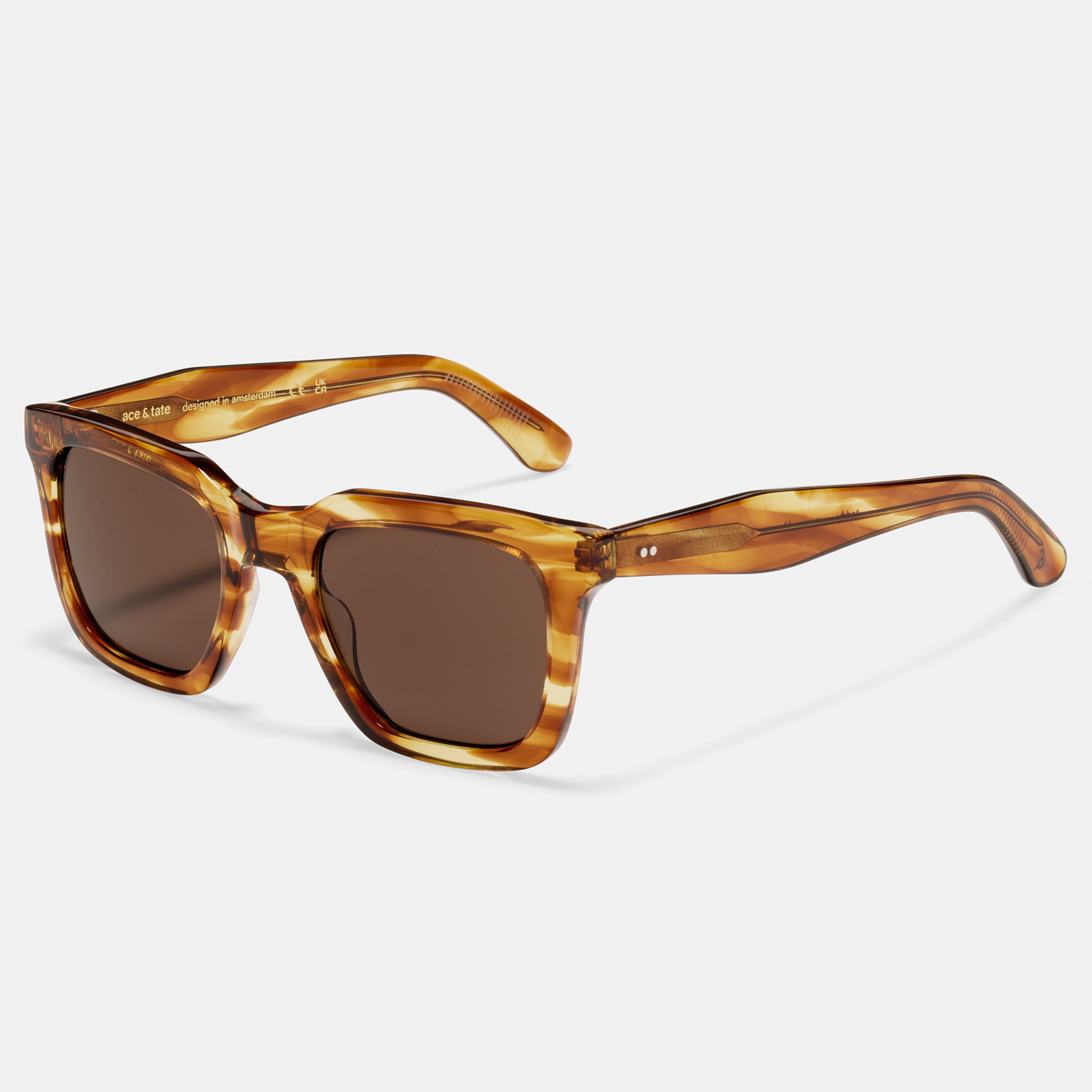 Ace & Tate Sonnenbrillen | Quadratisch Acetat in Braun, Orange
