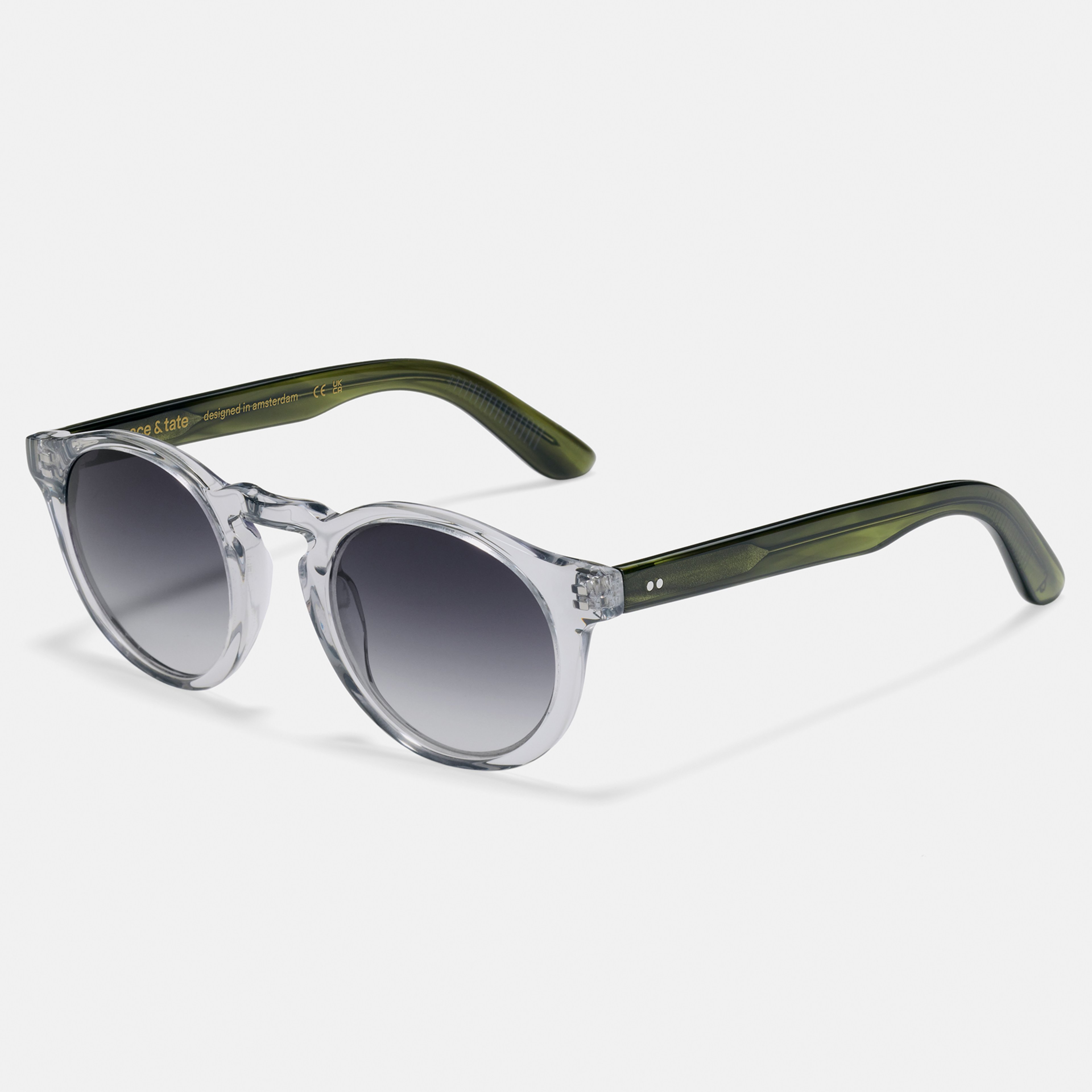 Ace & Tate Solaires | Ronde Acétate in Clair, Vert, Gris