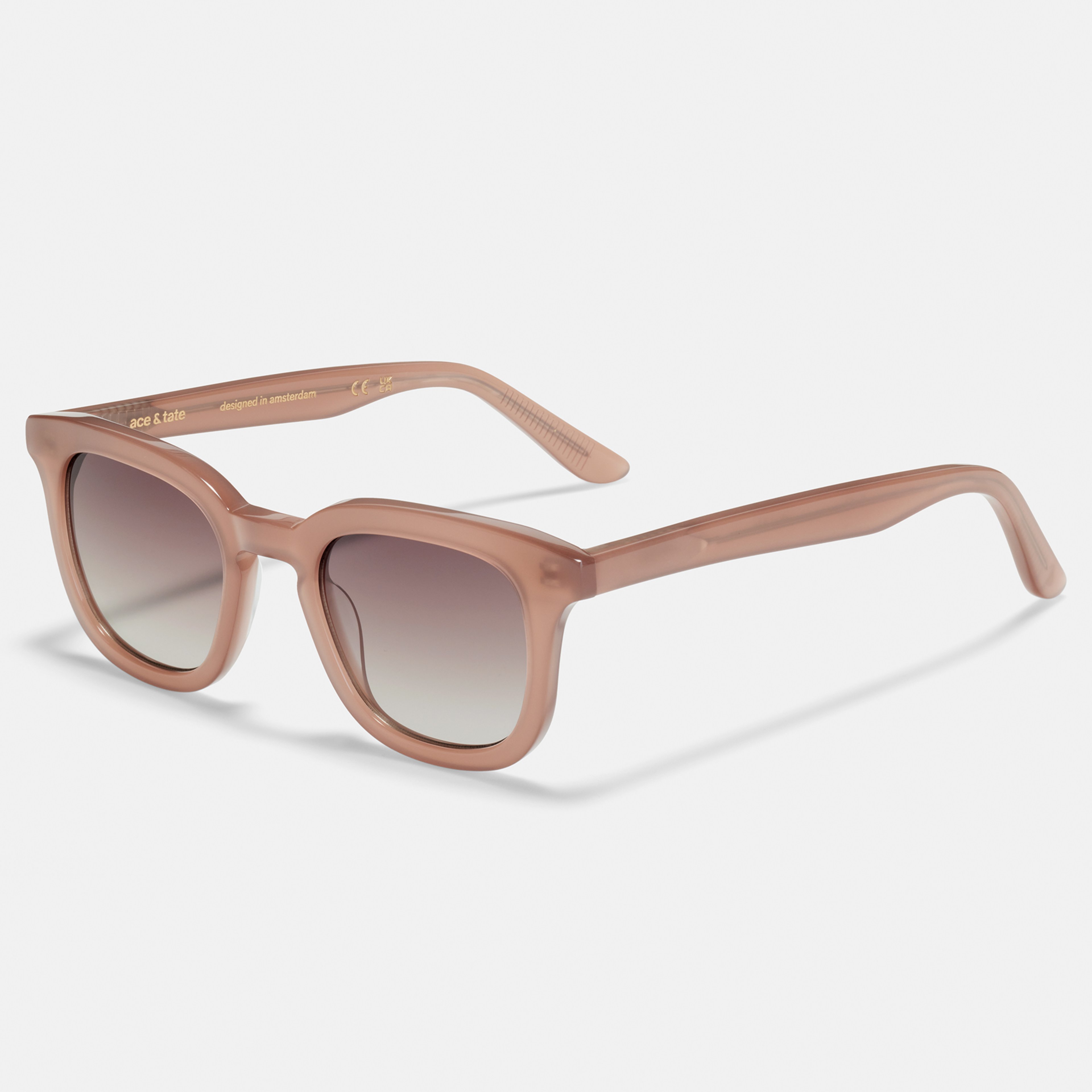 Ace & Tate Zonnebrillen | Vierkant Acetaat in Beige, Bruin