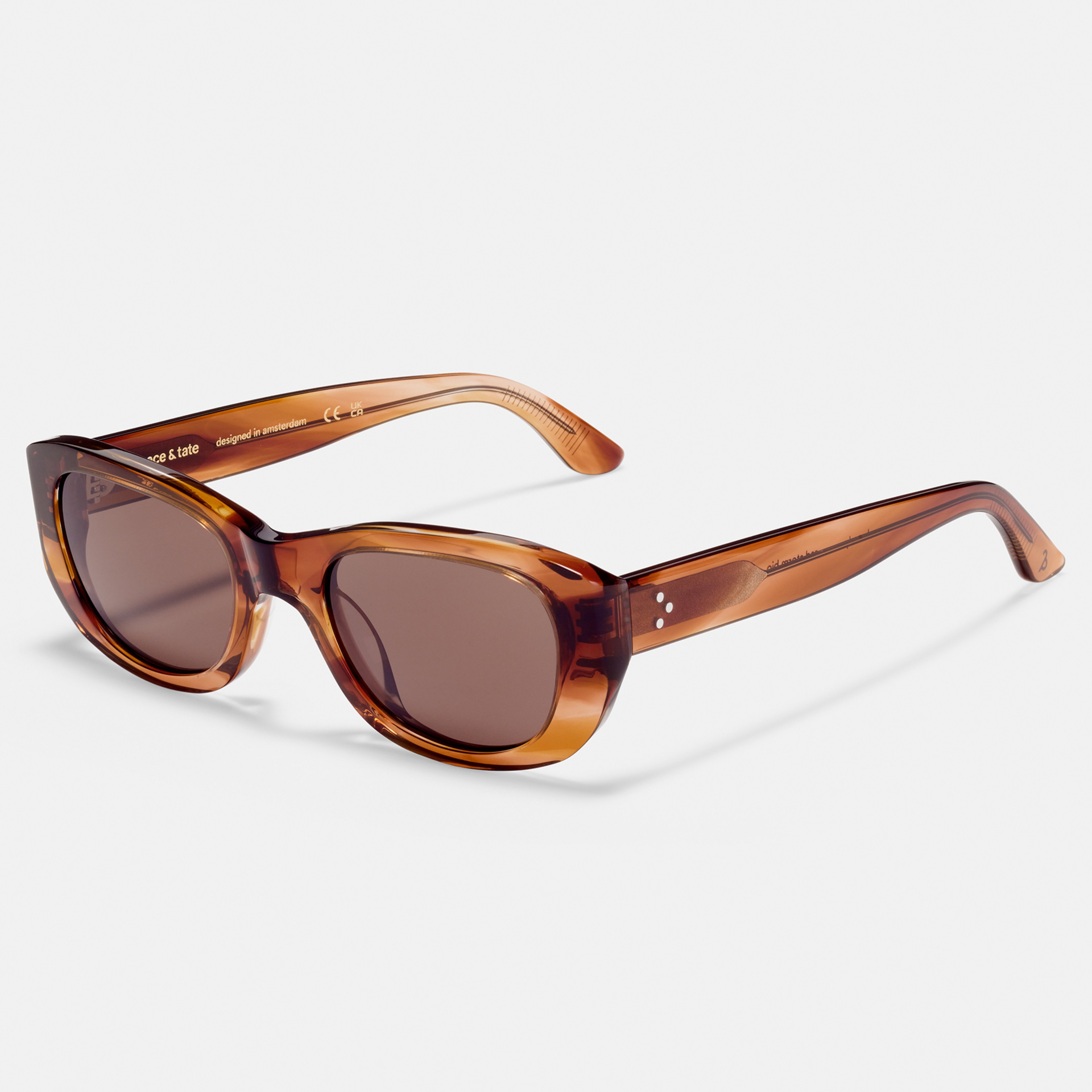 Ace & Tate Solaires | Rectangulaire Acétate in Marron, Rouge