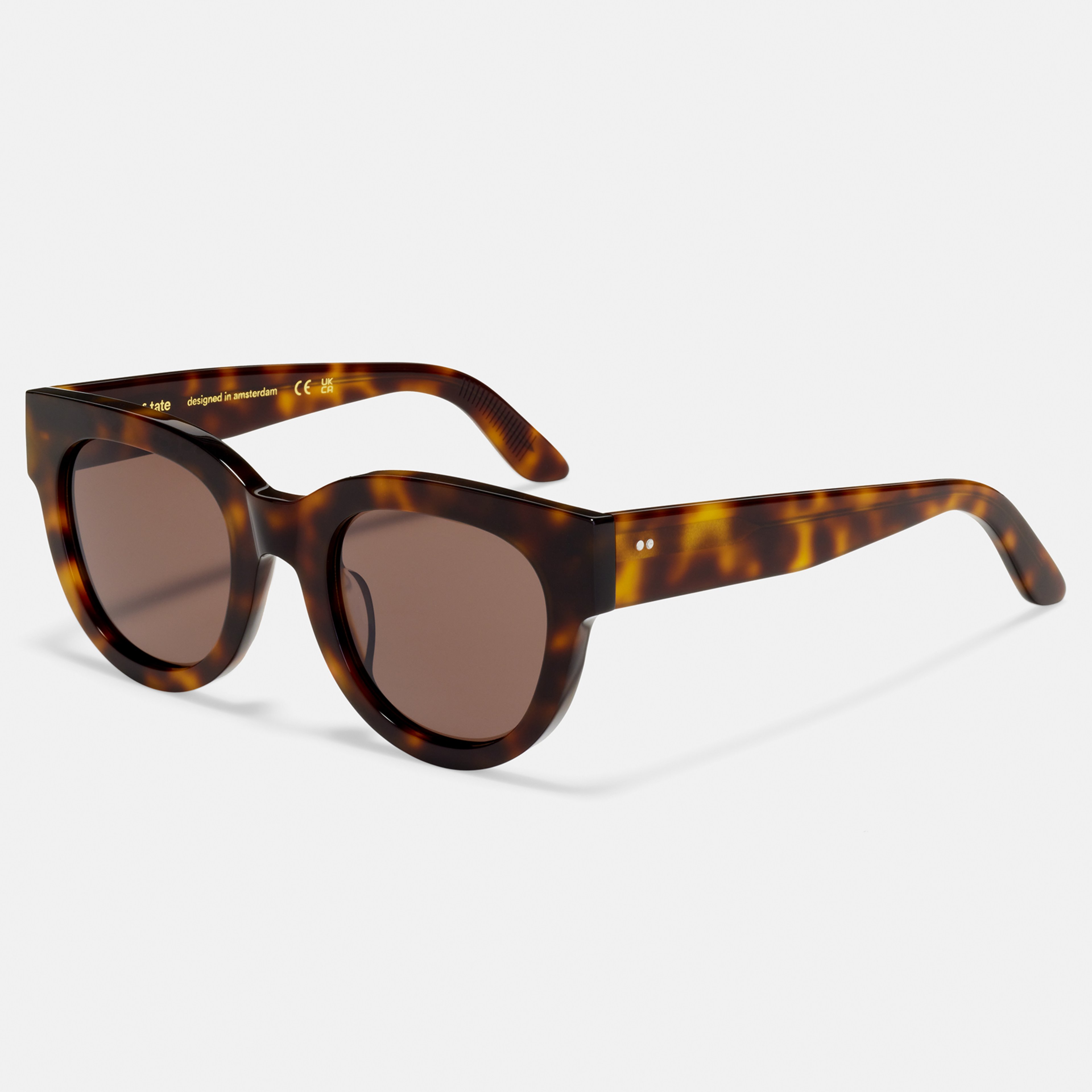 Ace & Tate Sunglasses | Round Acetate in Black, Brown