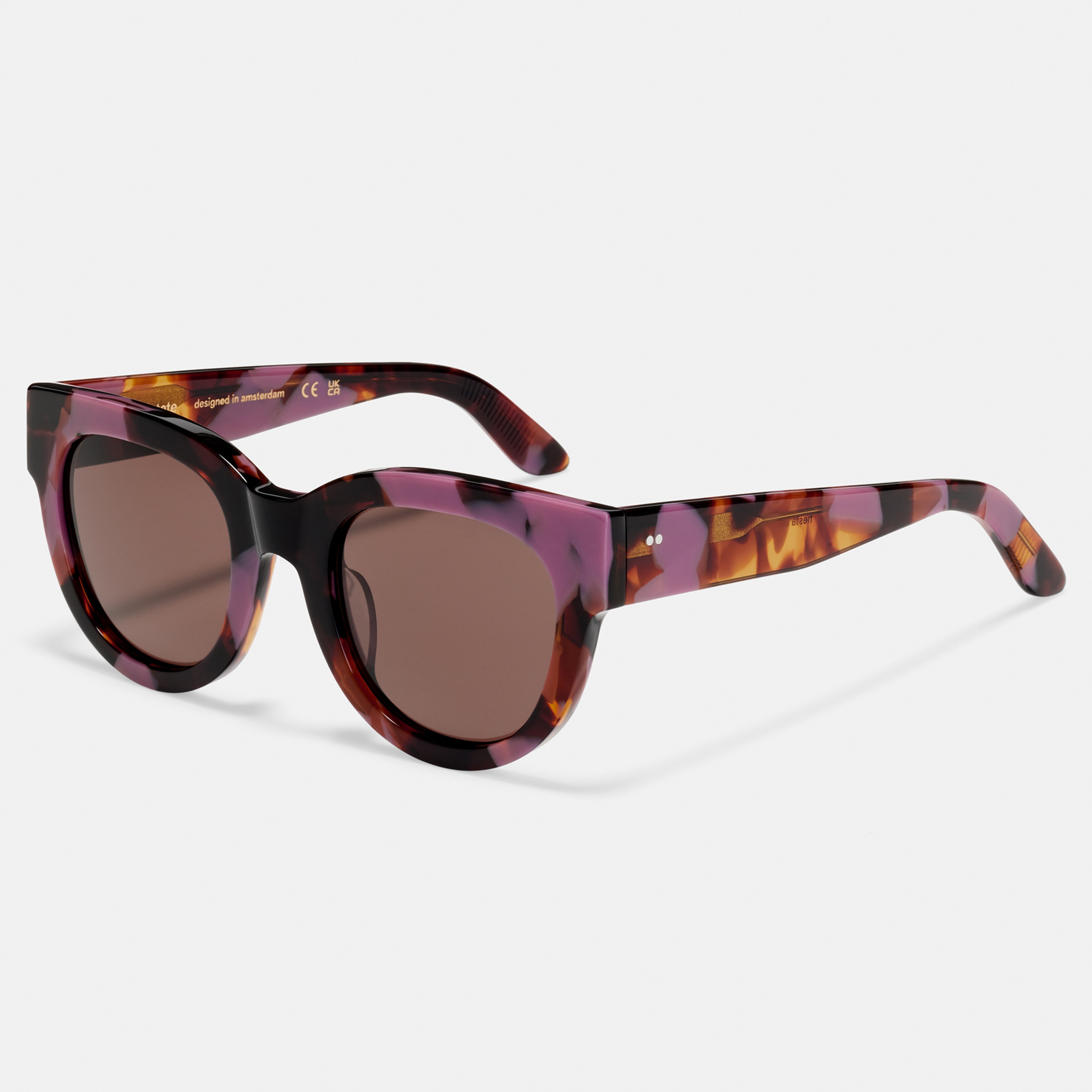 Ace & Tate Sunglasses | Round Acetate in Brown, Purple