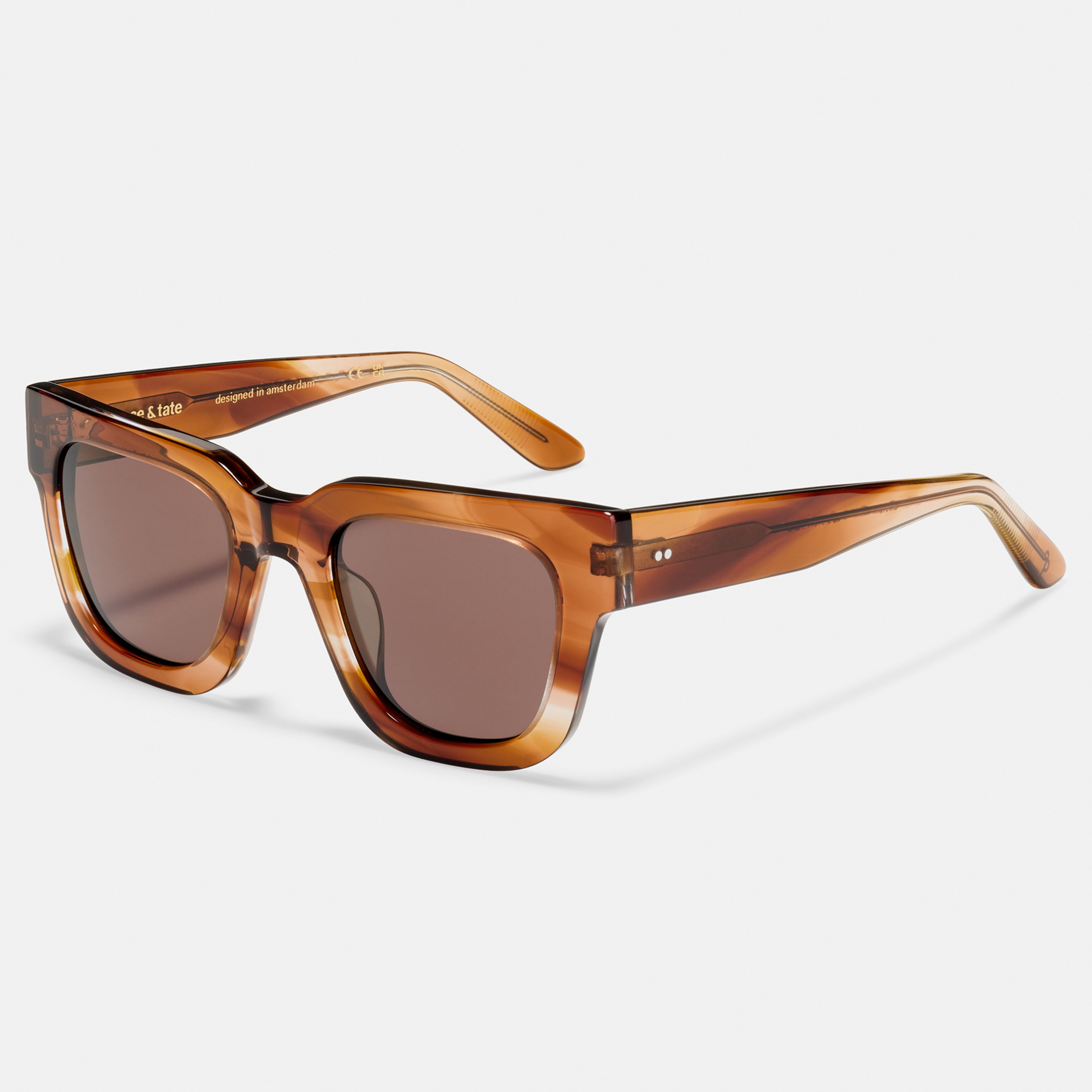 Ace & Tate Sunglasses | Square Acetate in Brown, Red