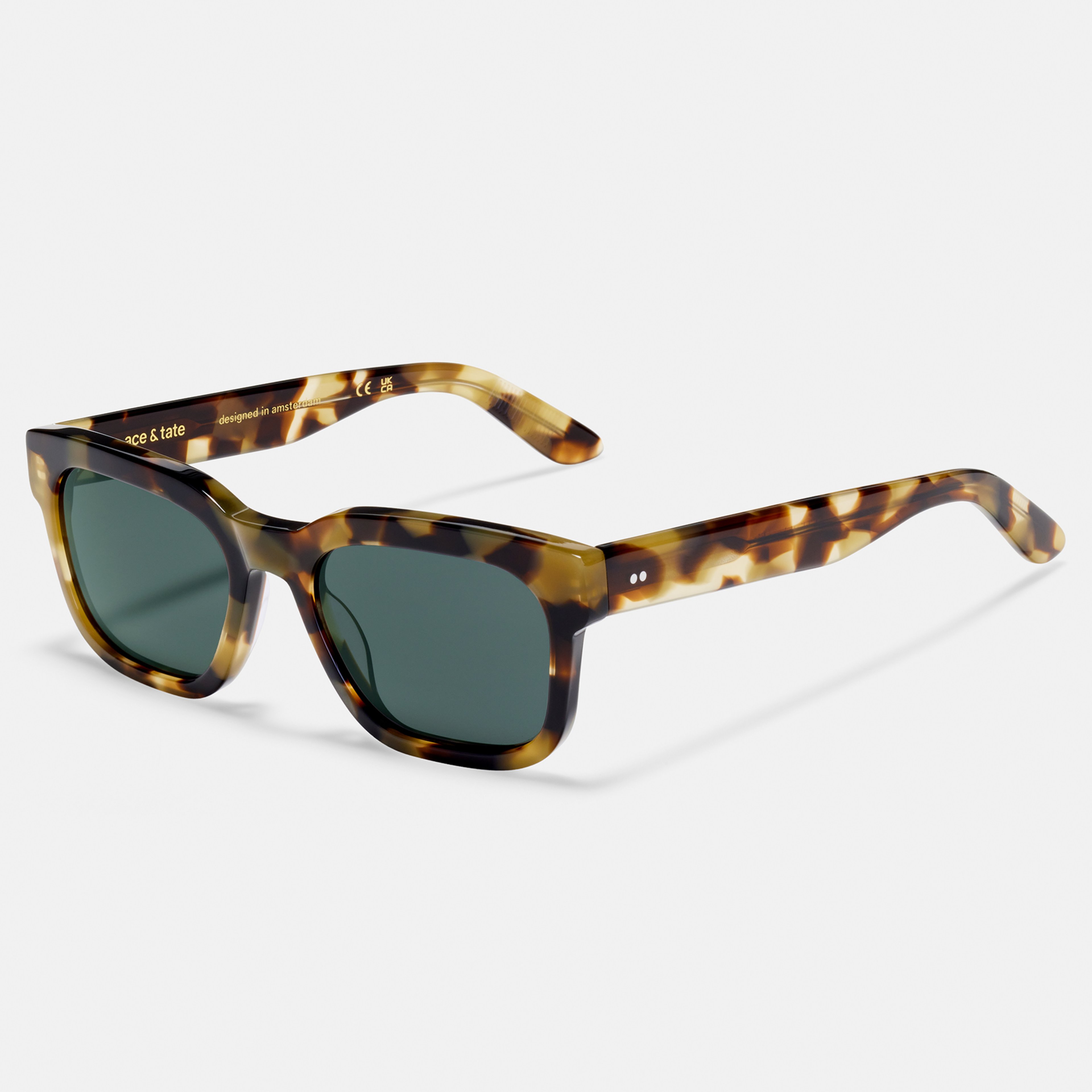Ace & Tate Sunglasses | Rectangle Acetate in Brown, Yellow