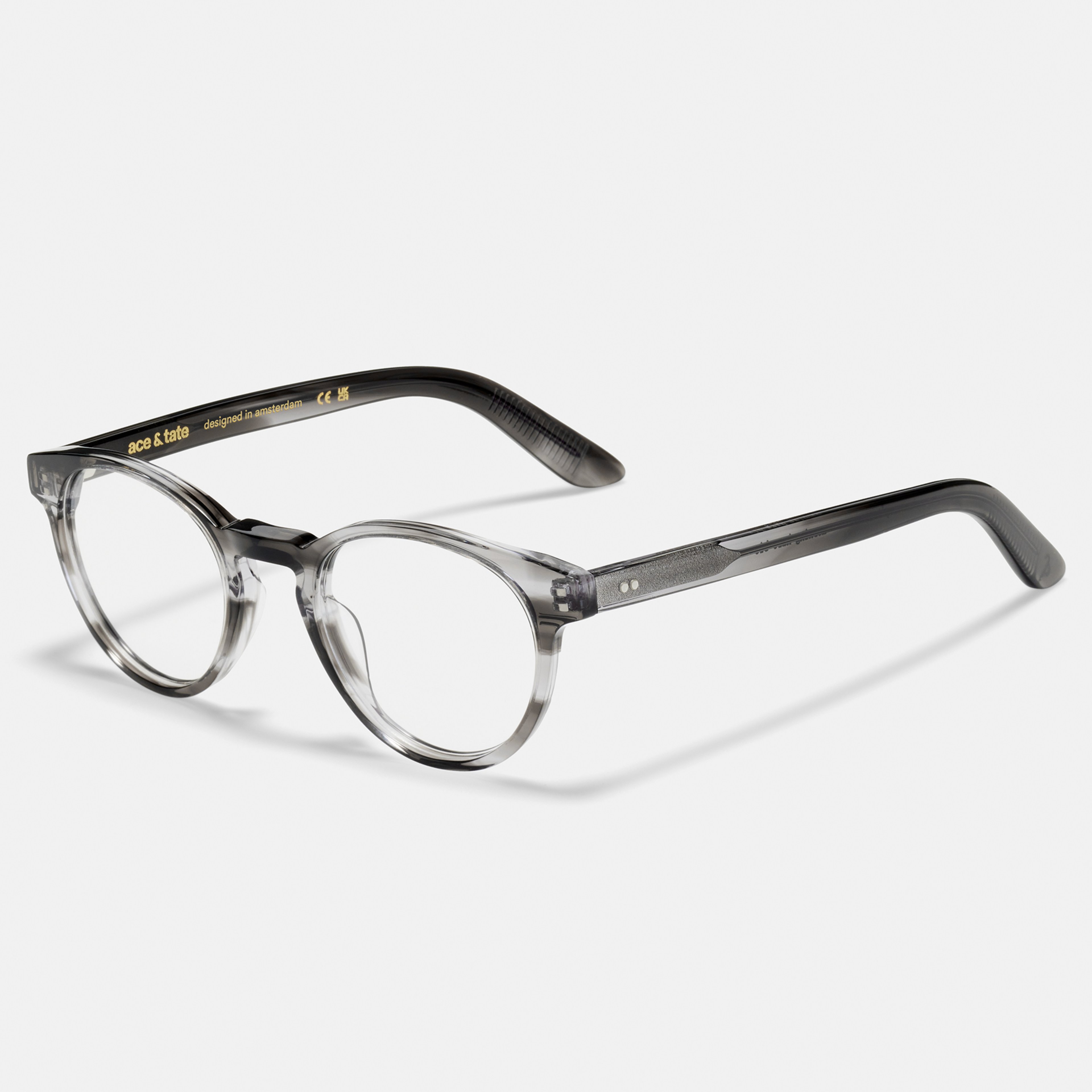 Ace & Tate Brillen | Rund Acetat in Transparent, Grau
