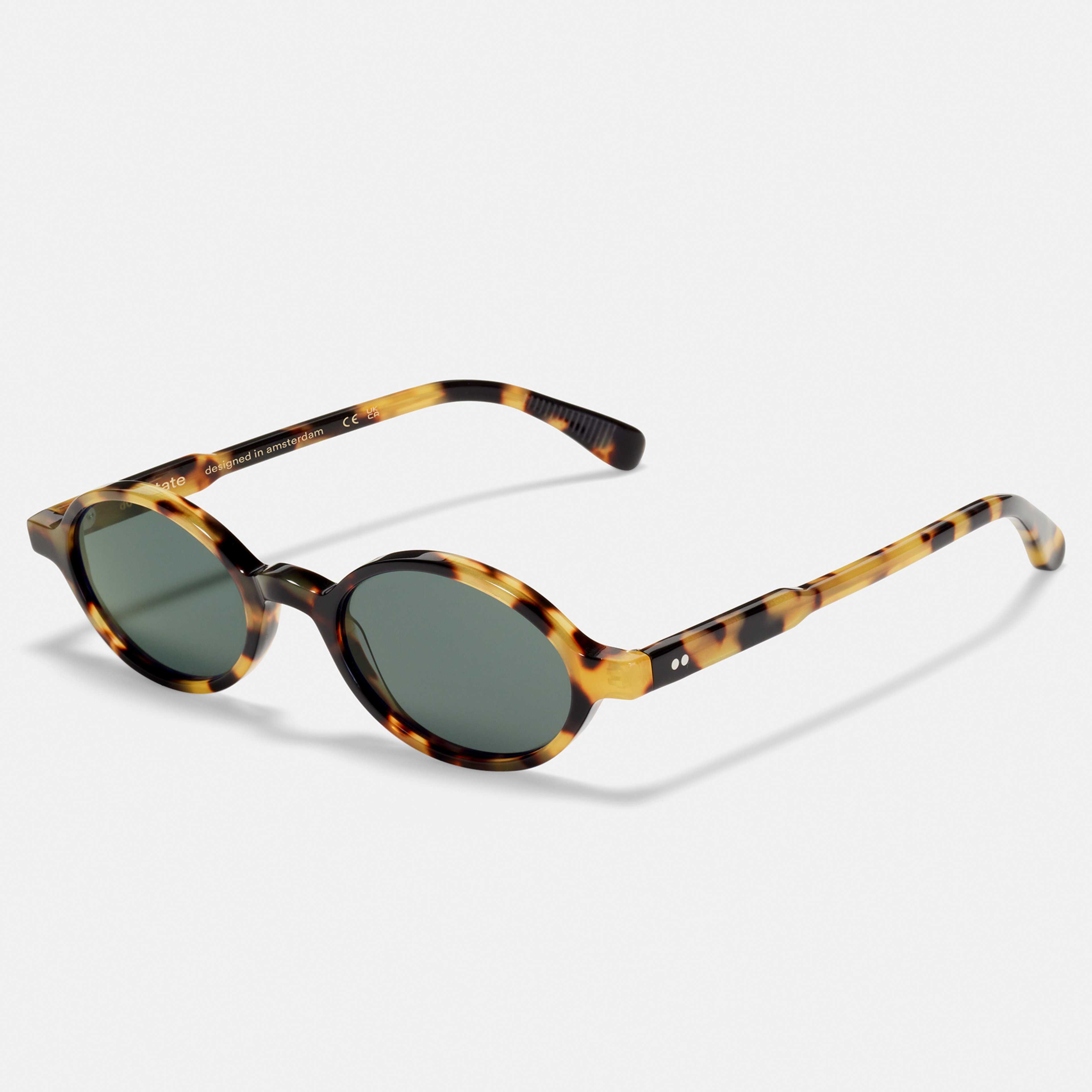 Ace & Tate Sunglasses | Round Acetate in Brown, Yellow
