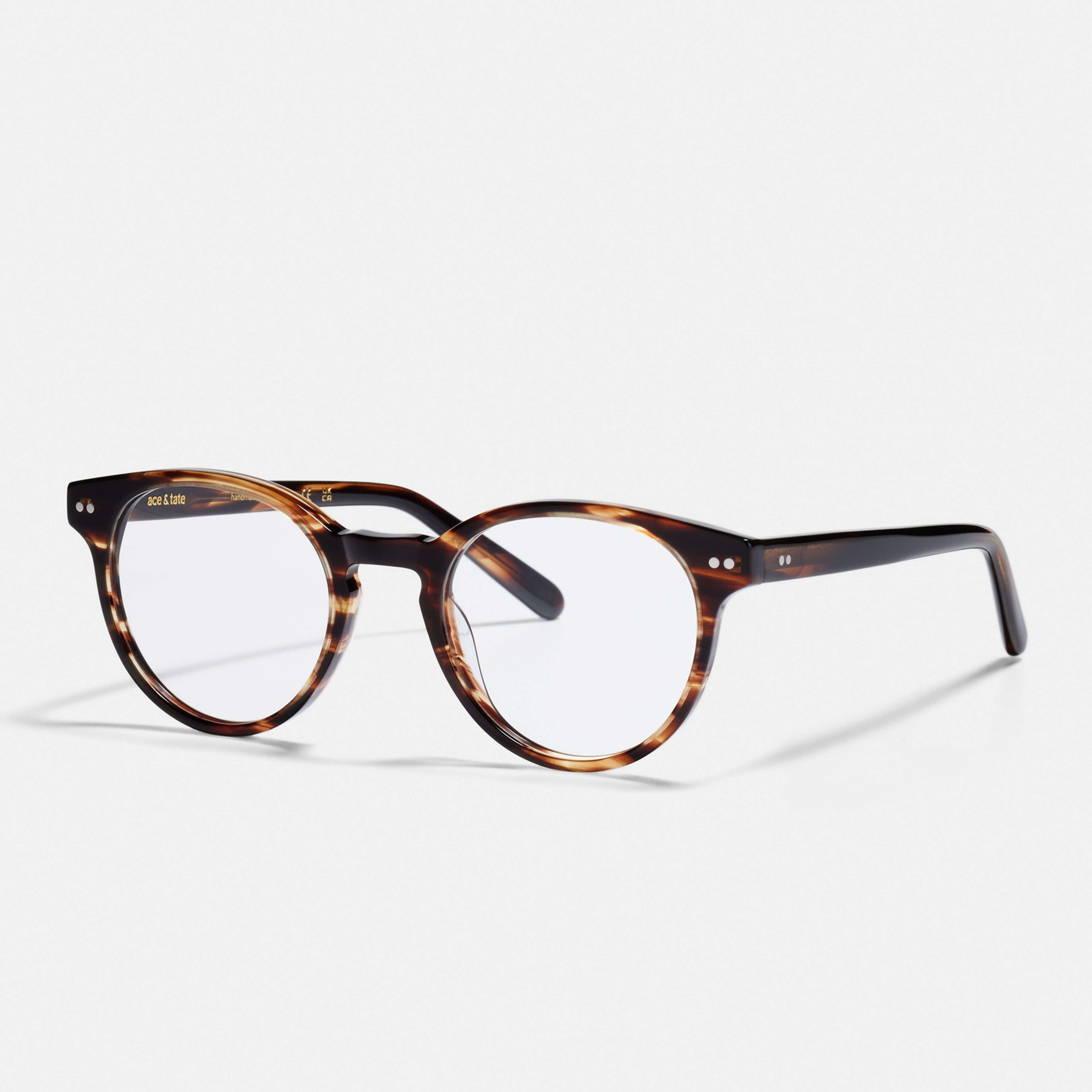 Ace & Tate Glasses | Round Acetate in Brown, Orange