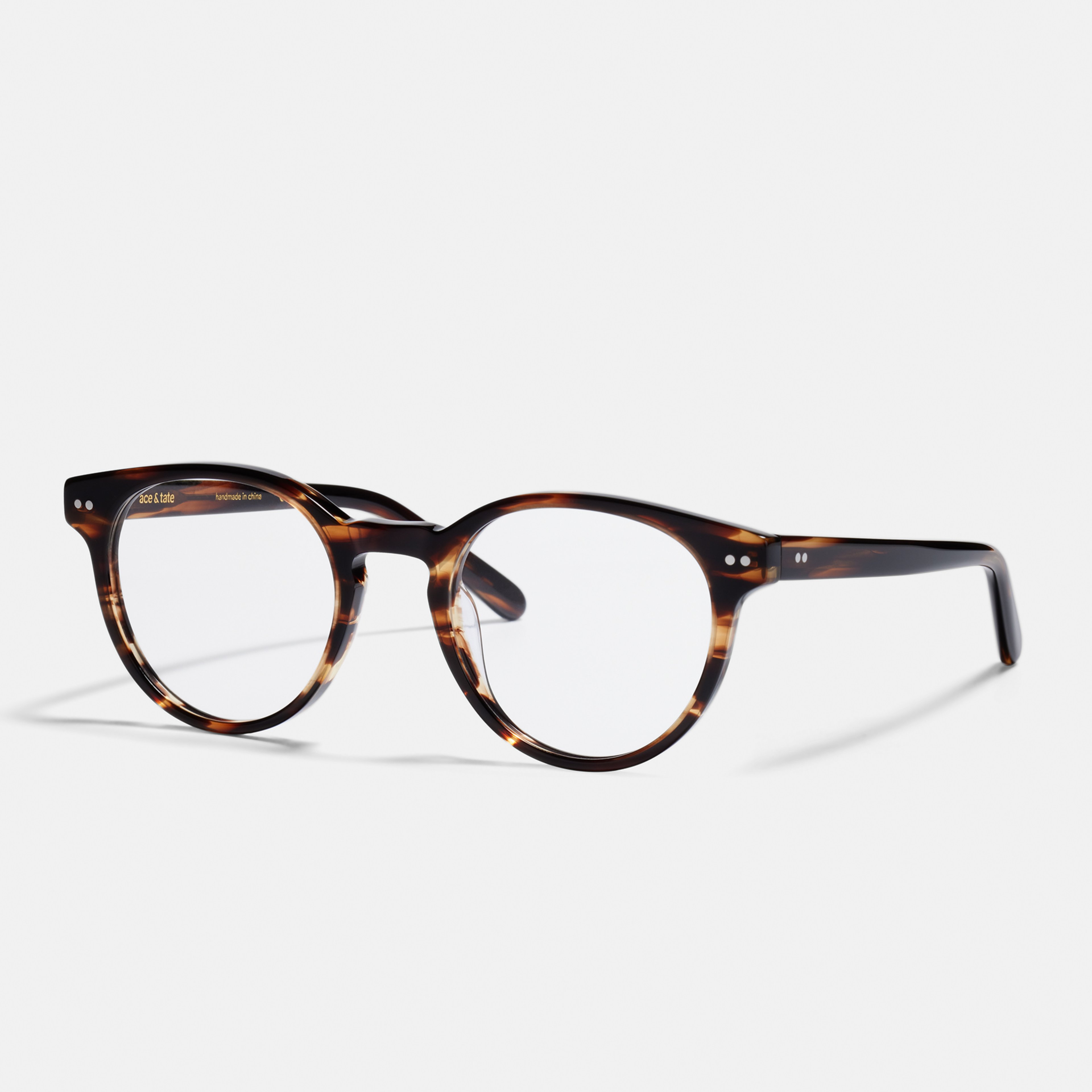 Ace & Tate Glasses | Round Acetate in Beige, Brown