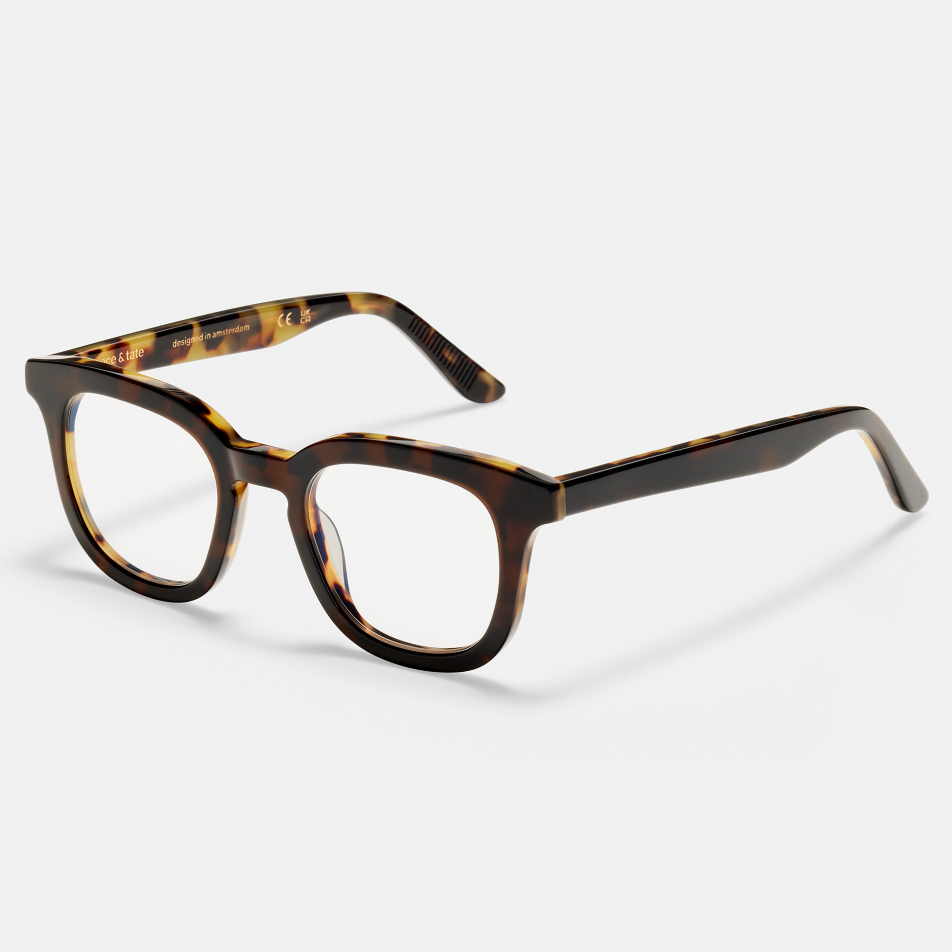Ace & Tate Gafas | Cuadrada Acetato in Beige, Negro, Marrón, Amarillo