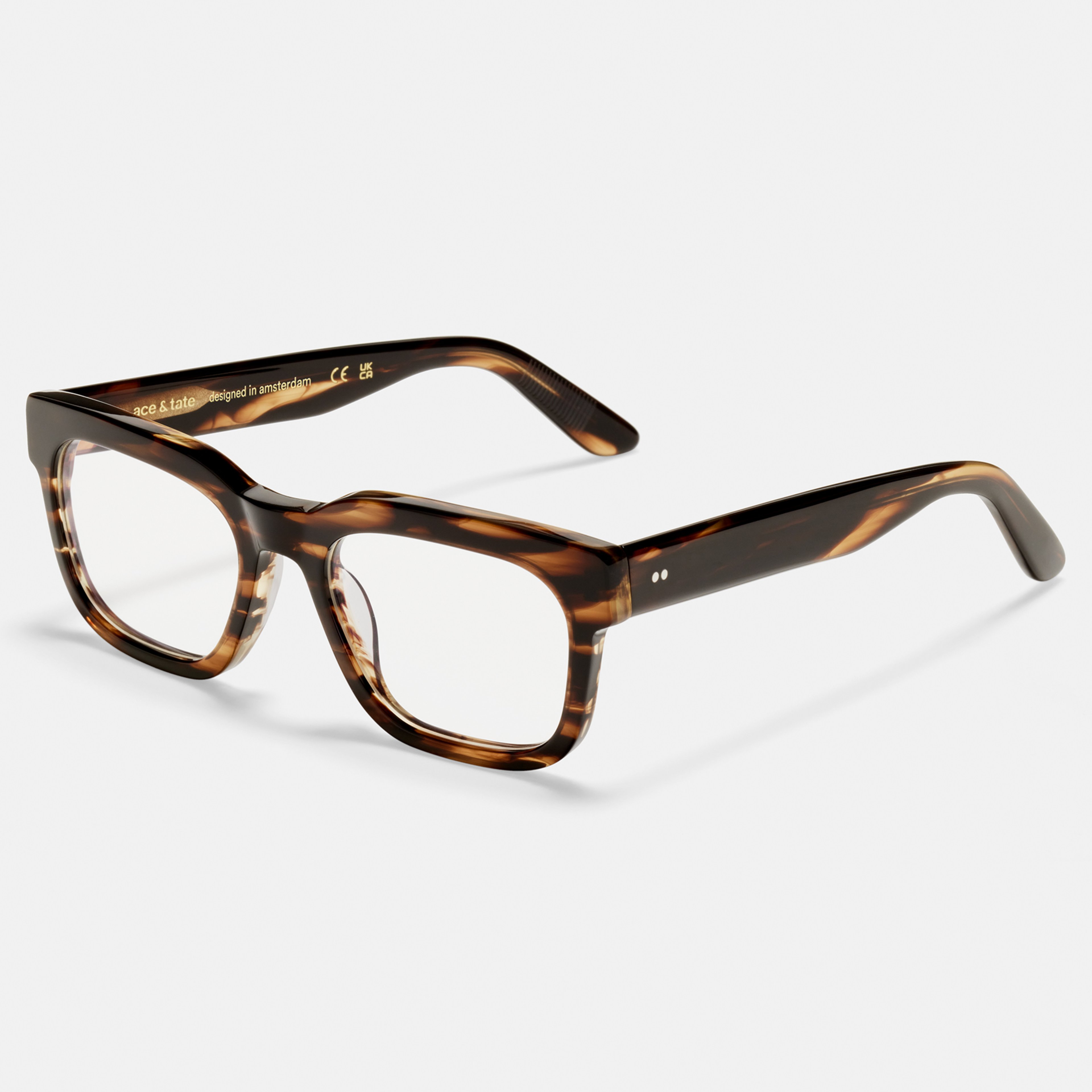 Ace & Tate Glasses | Rectangle Acetate in Brown, Orange