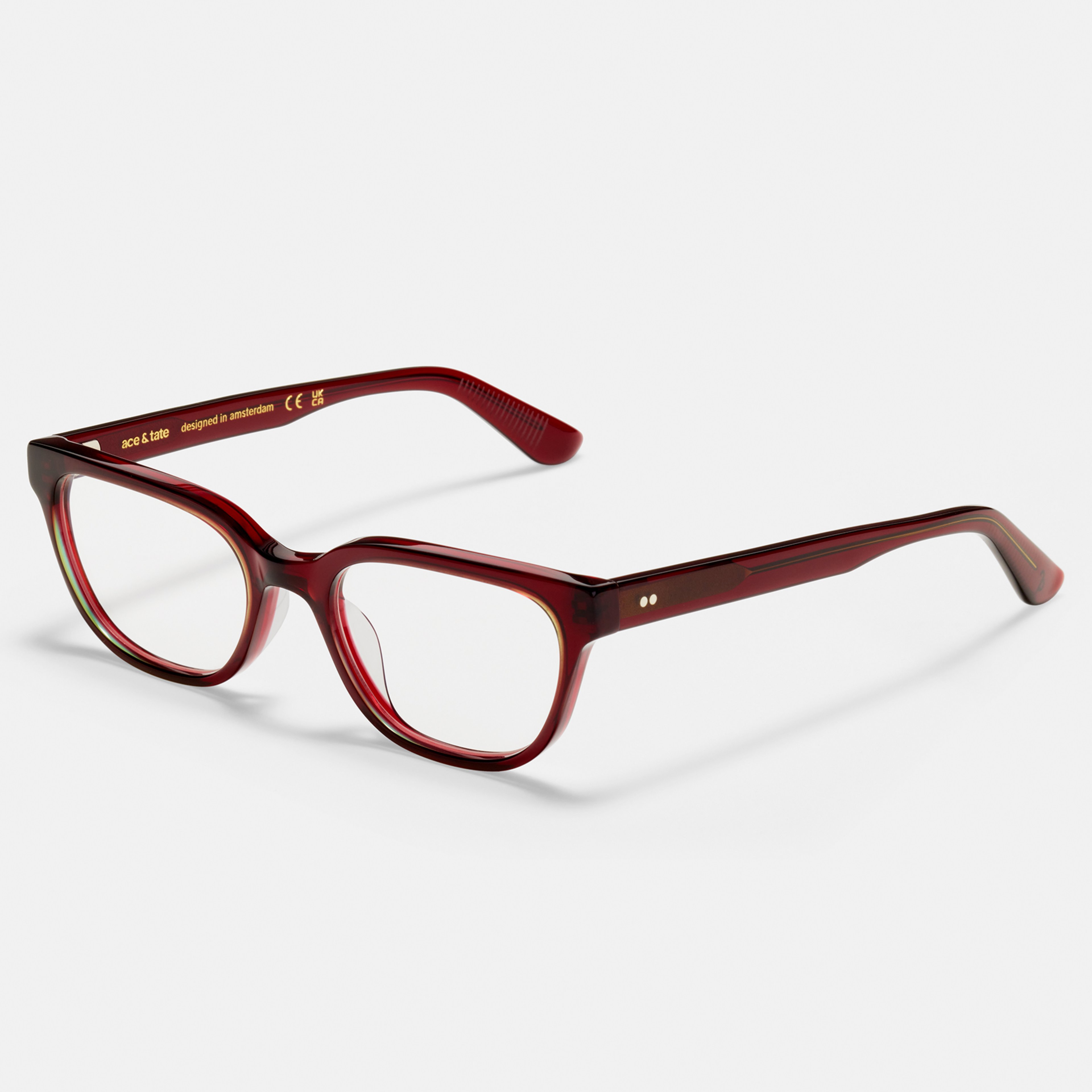 Ace & Tate Glasses | Rectangle Acetate in Red