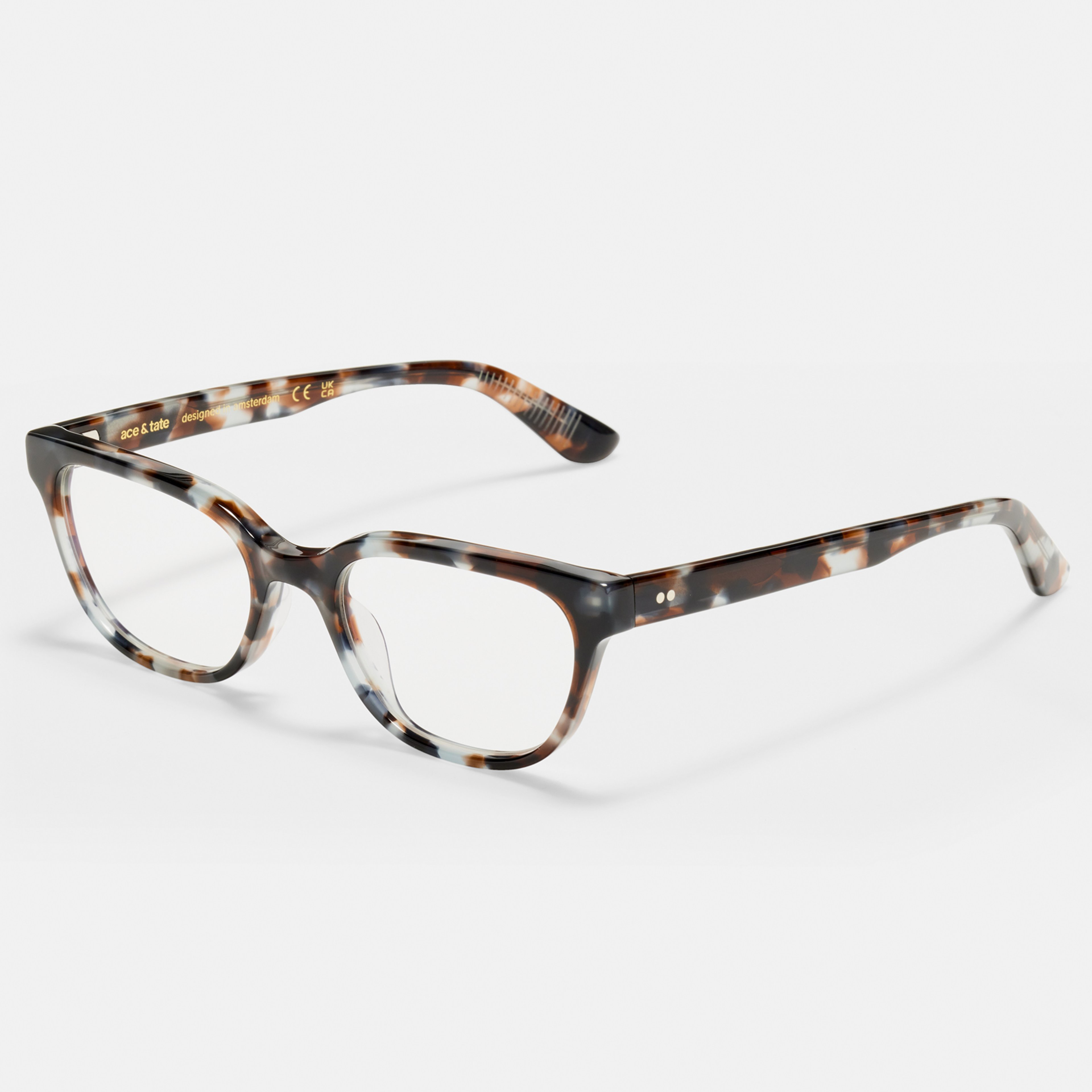 Ace & Tate Glasses | Rectangle Acetate in Blue, Grey, Red