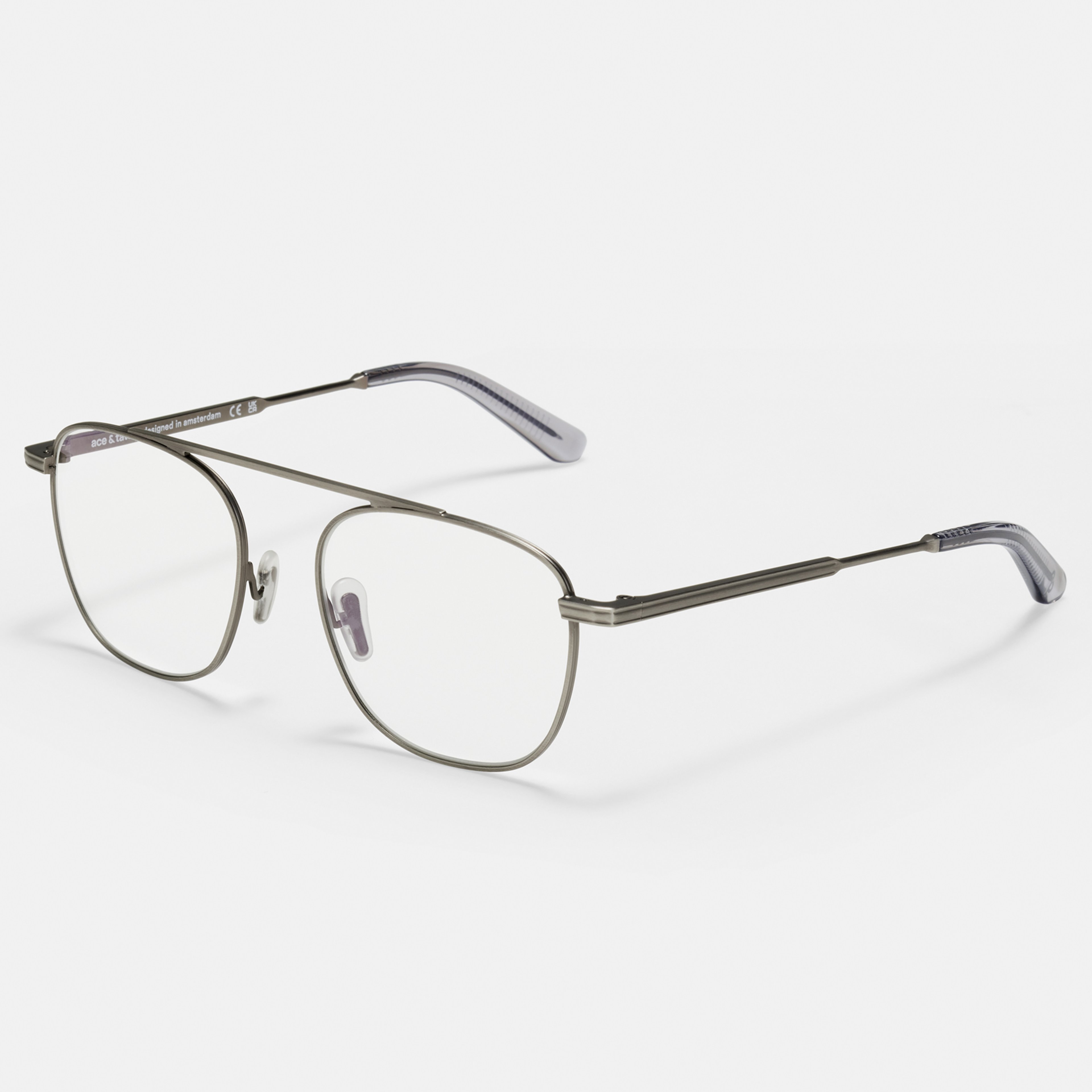 Ace & Tate Glasses | Square Metal in Grey