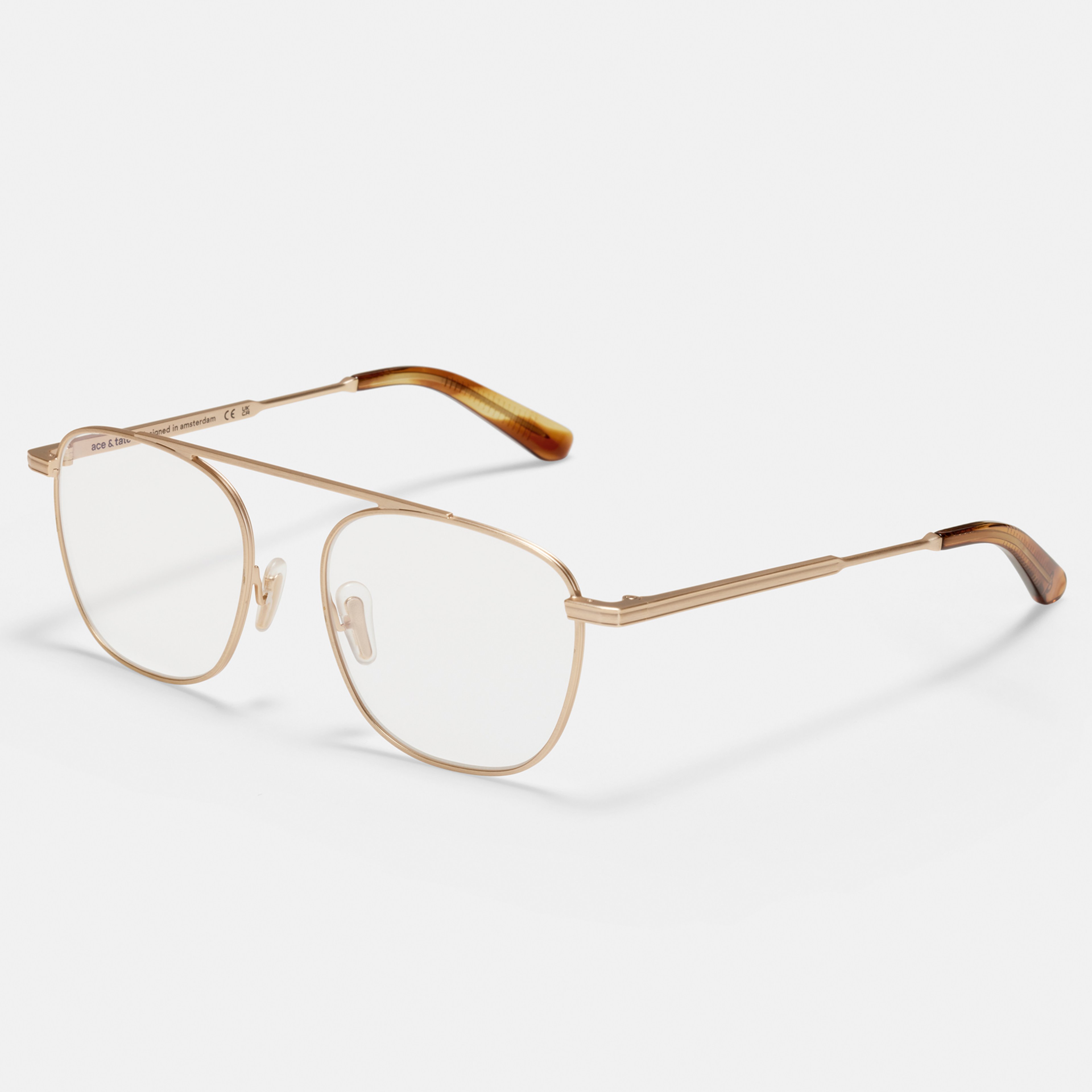 Ace & Tate Glasses | Square Metal in Gold