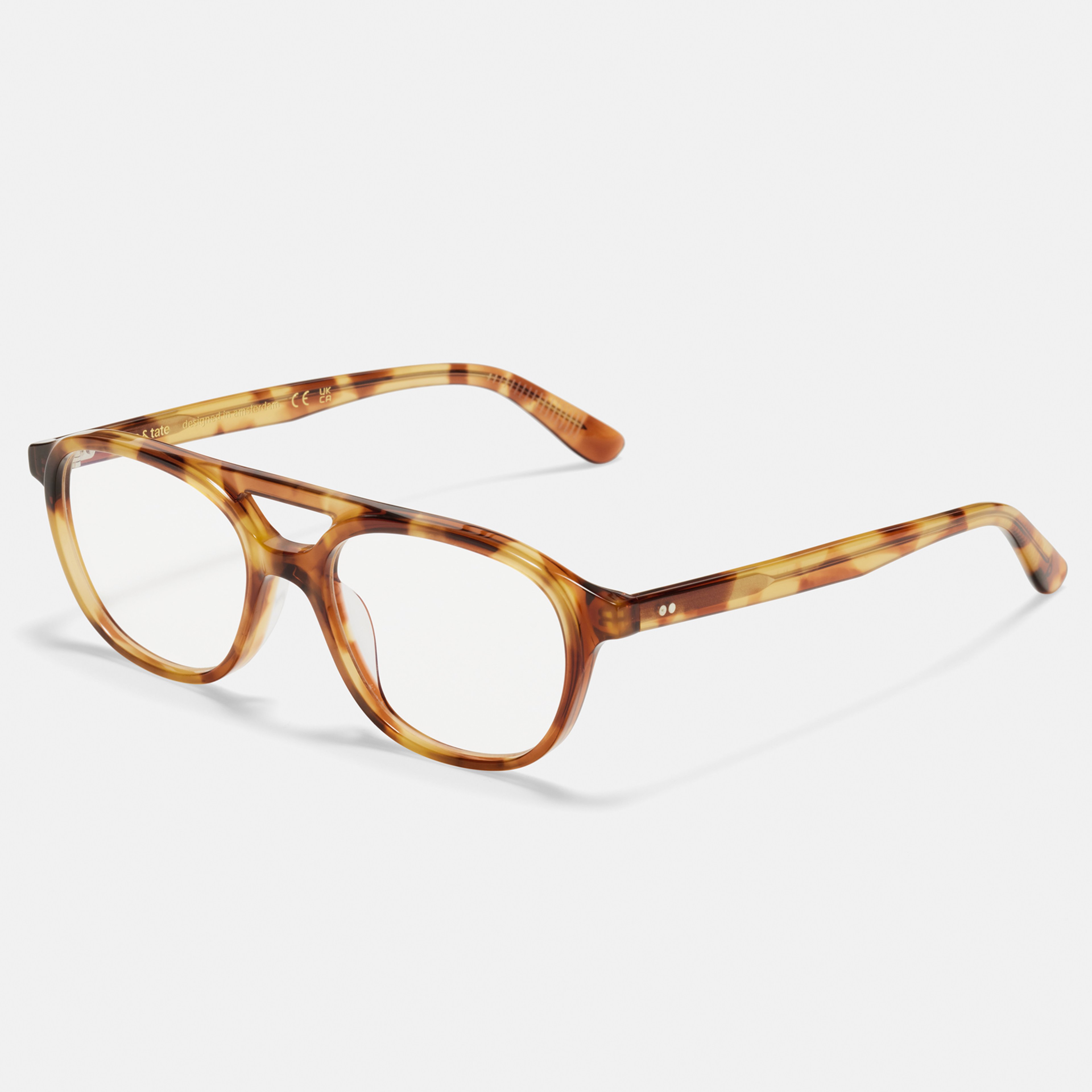 Ace & Tate Glasses | Round Acetate in Beige, Brown, Yellow