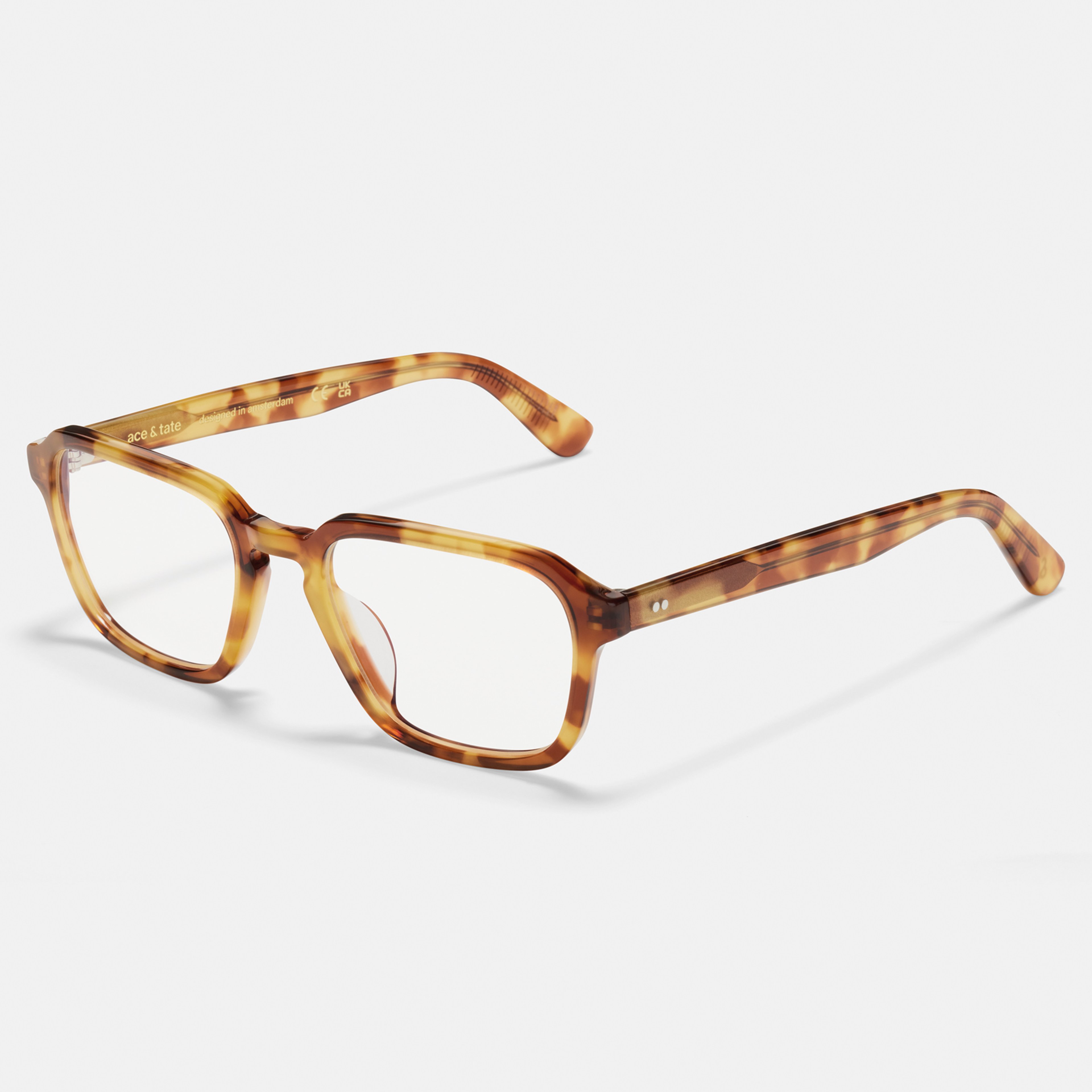 Ace & Tate Optiques | Hexagonal Acétate in Beige, Marron, Jaune