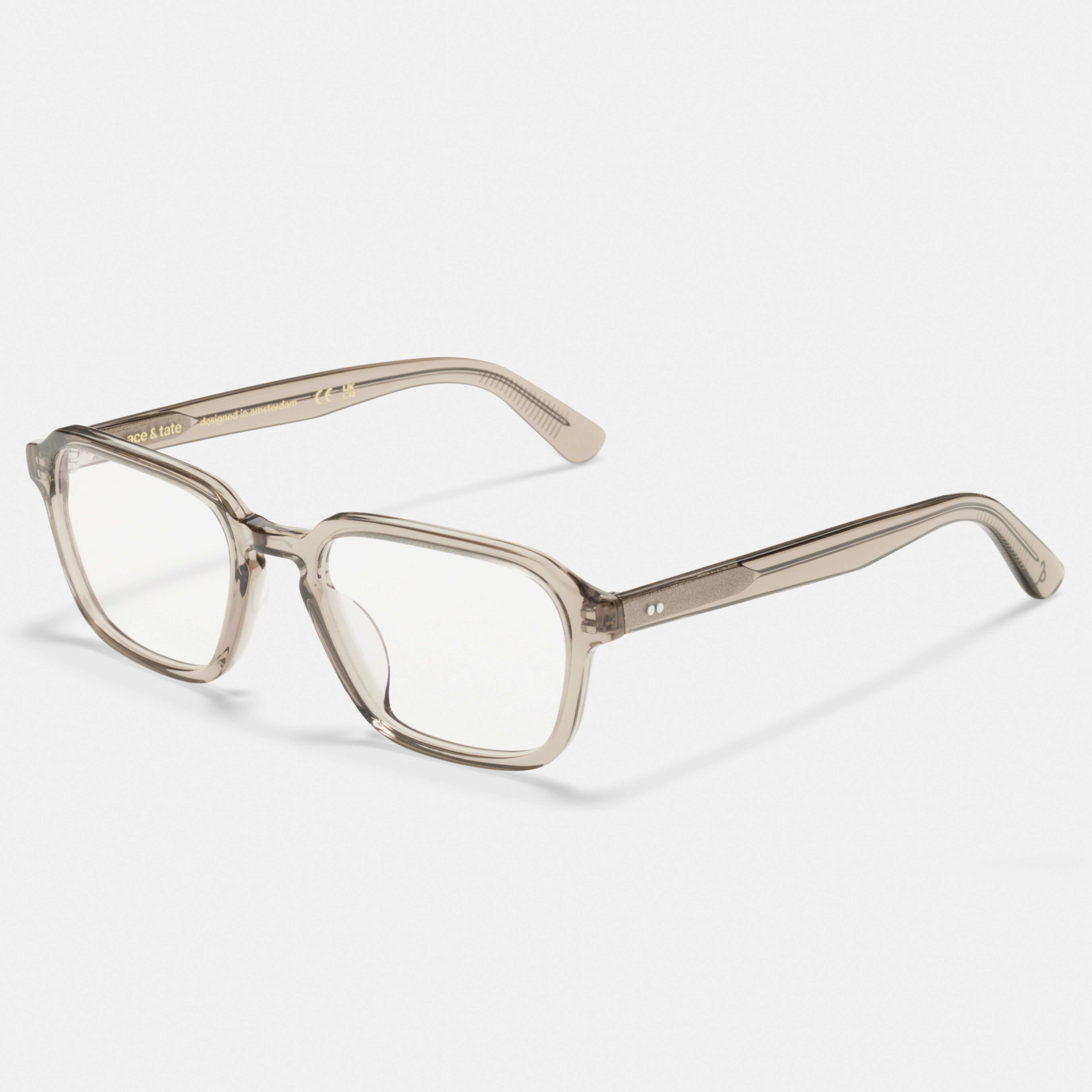 Ace & Tate Glasses | Hexagonal Acetate in Grey