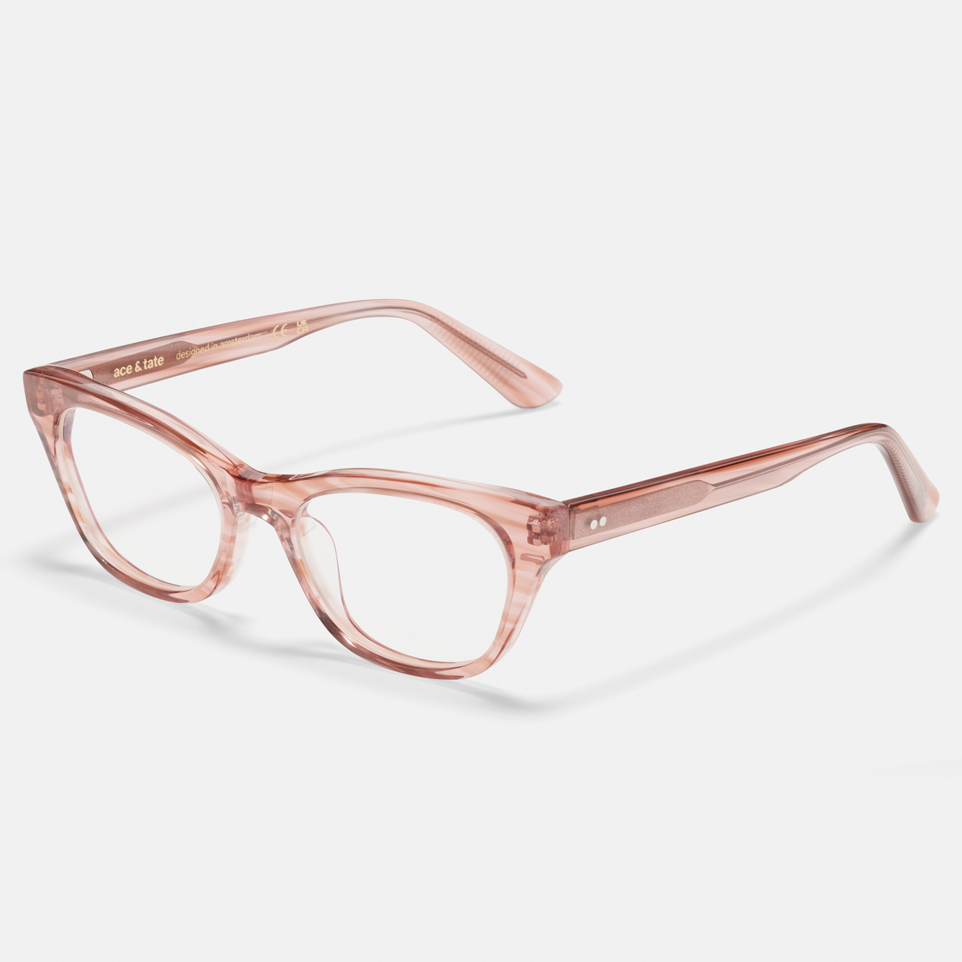 Ace & Tate Glasses | Round Acetate in Beige, Orange