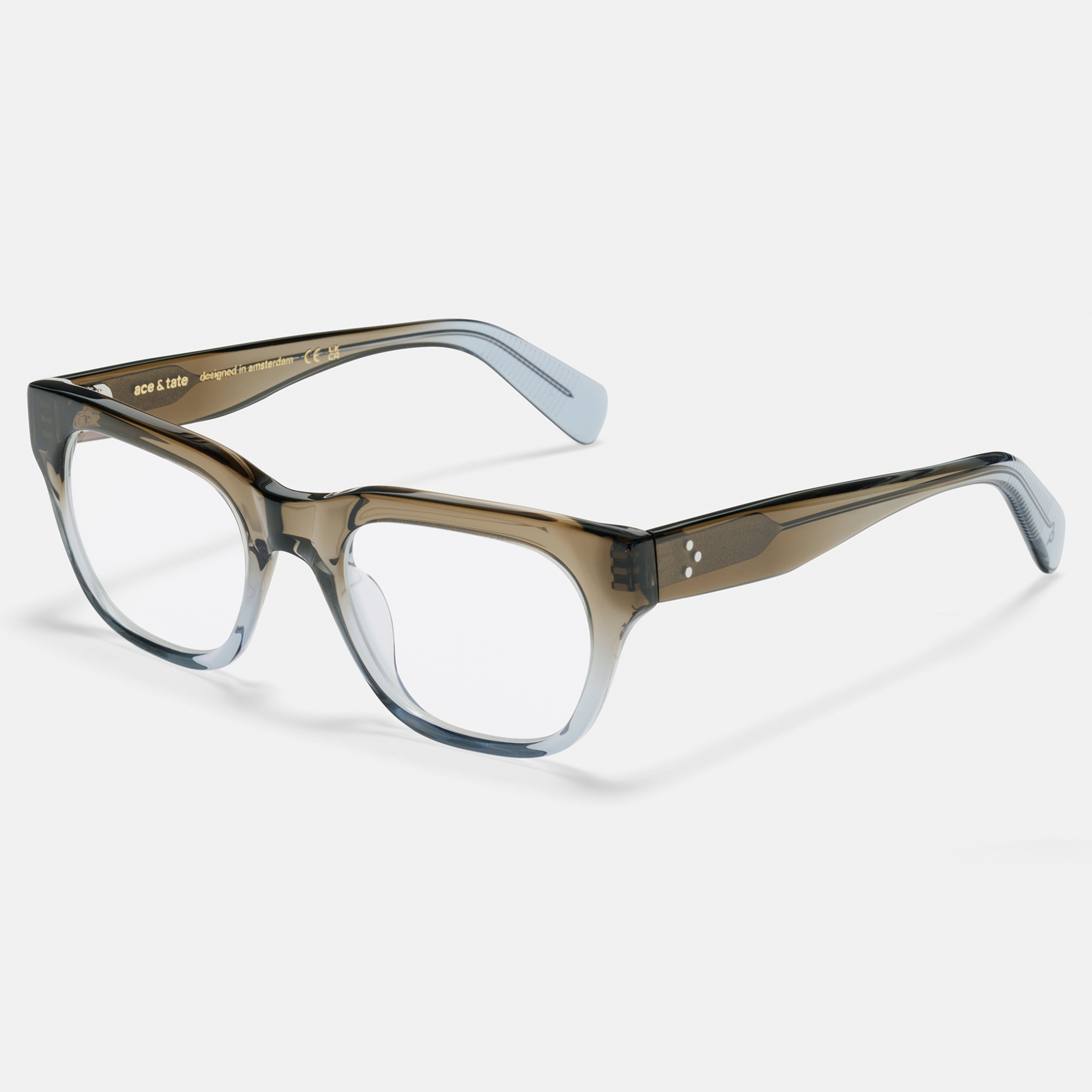 Ace & Tate Glasses | Square Acetate in Blue, Grey