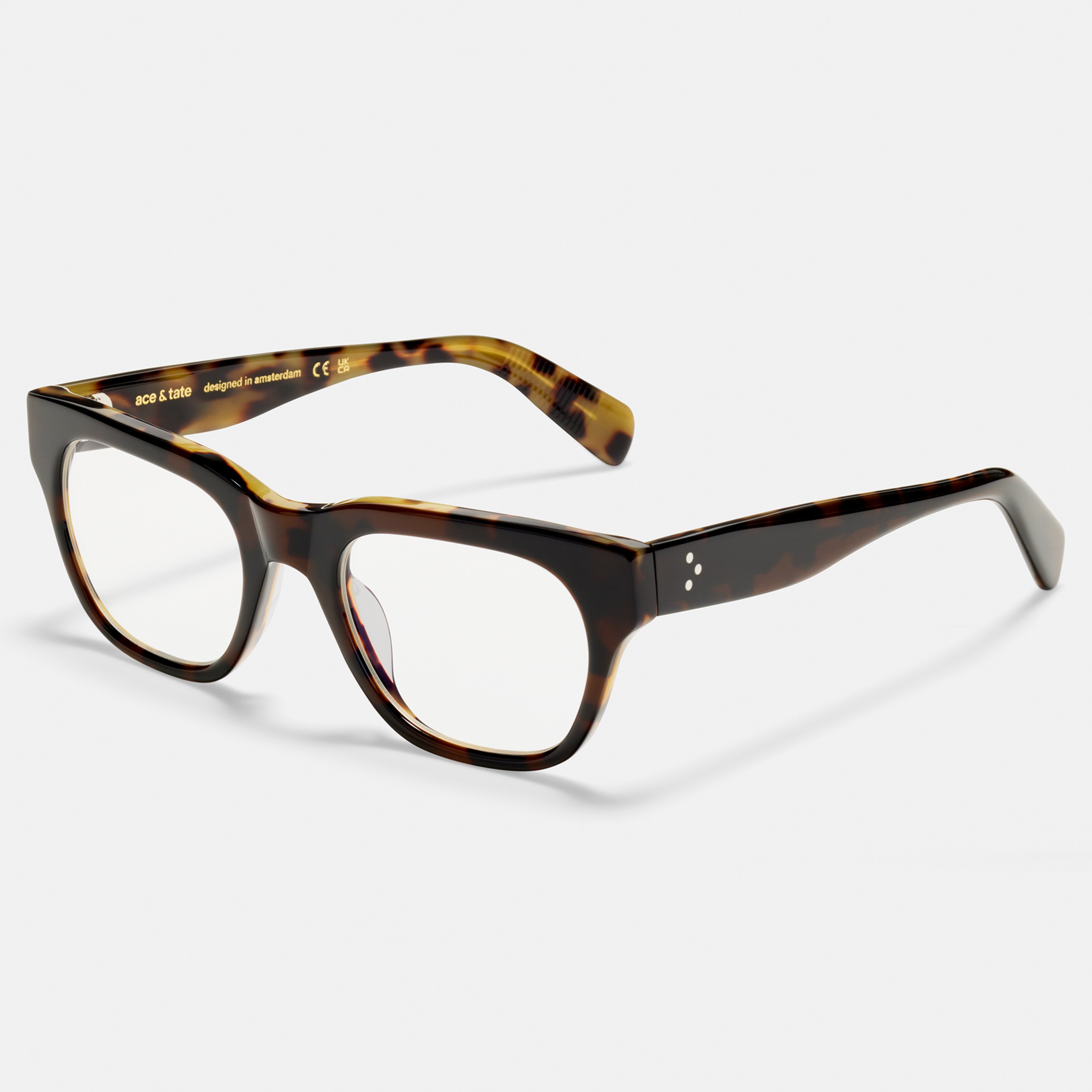 Ace & Tate Optiques | Carrée Acétate in Beige, Noir, Marron, Jaune
