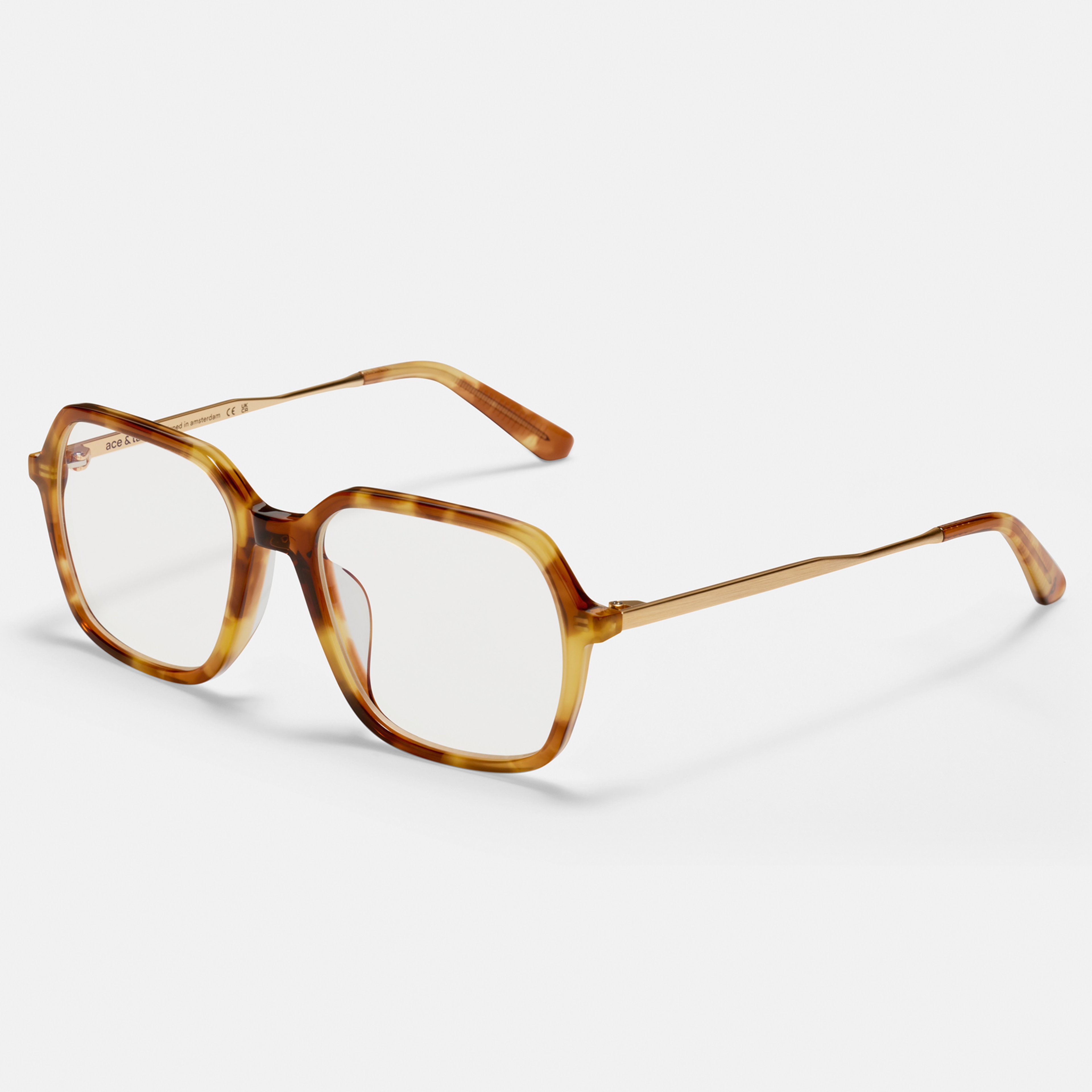Ace & Tate Glasses | Square Combi in Beige, Brown, Yellow