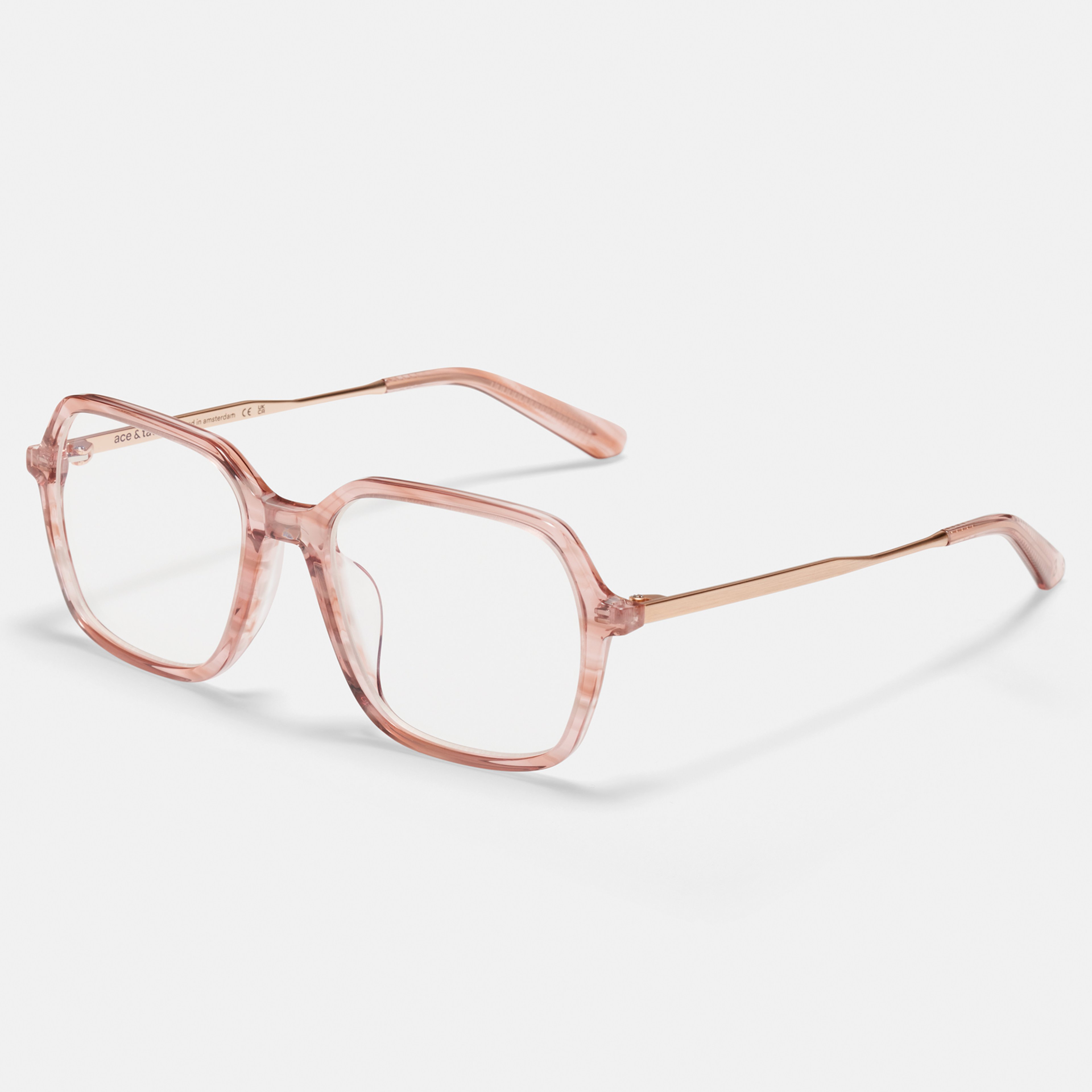 Ace & Tate Glasses | Square Combi in Beige, Orange