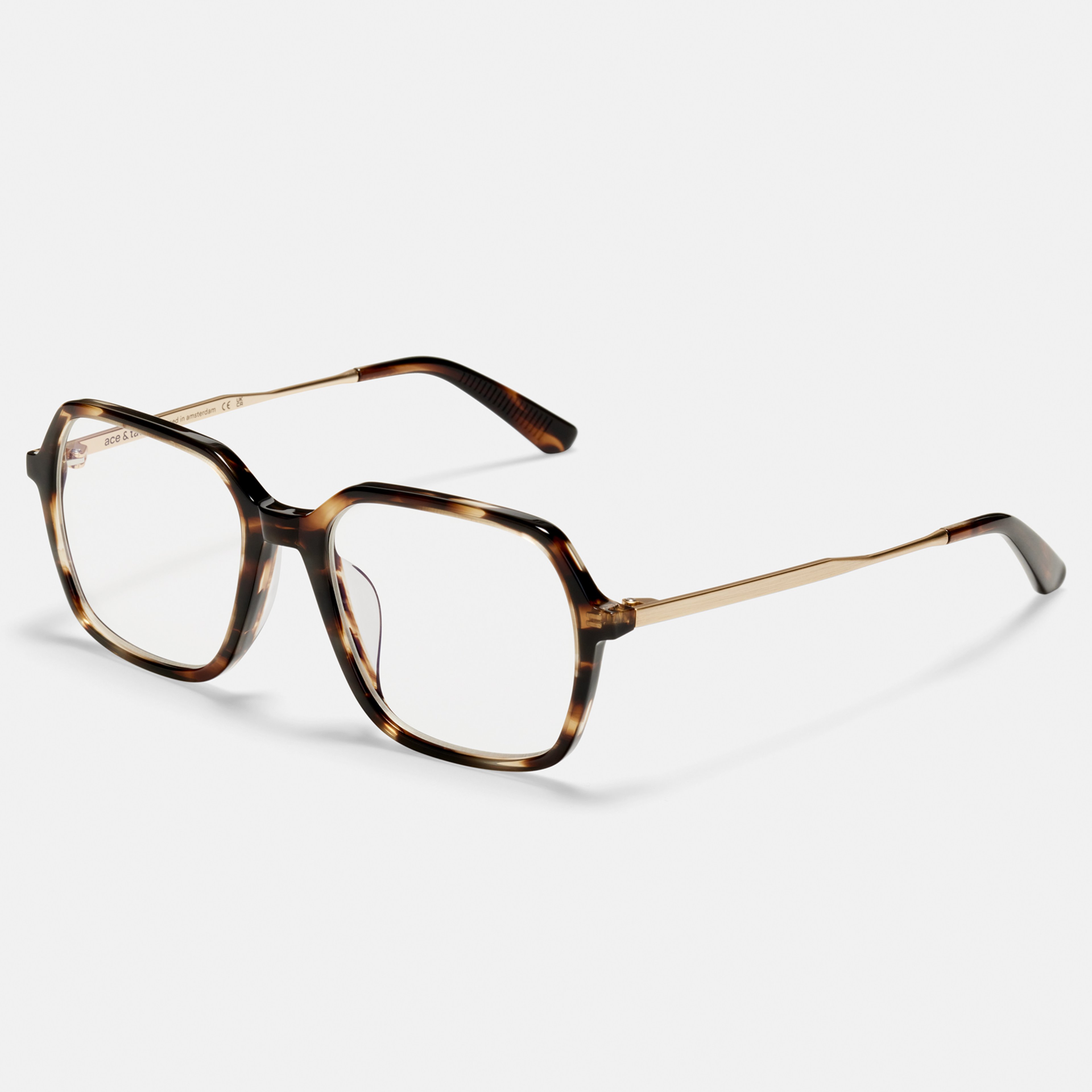 Ace & Tate Glasses | Square Combi in Brown, Orange