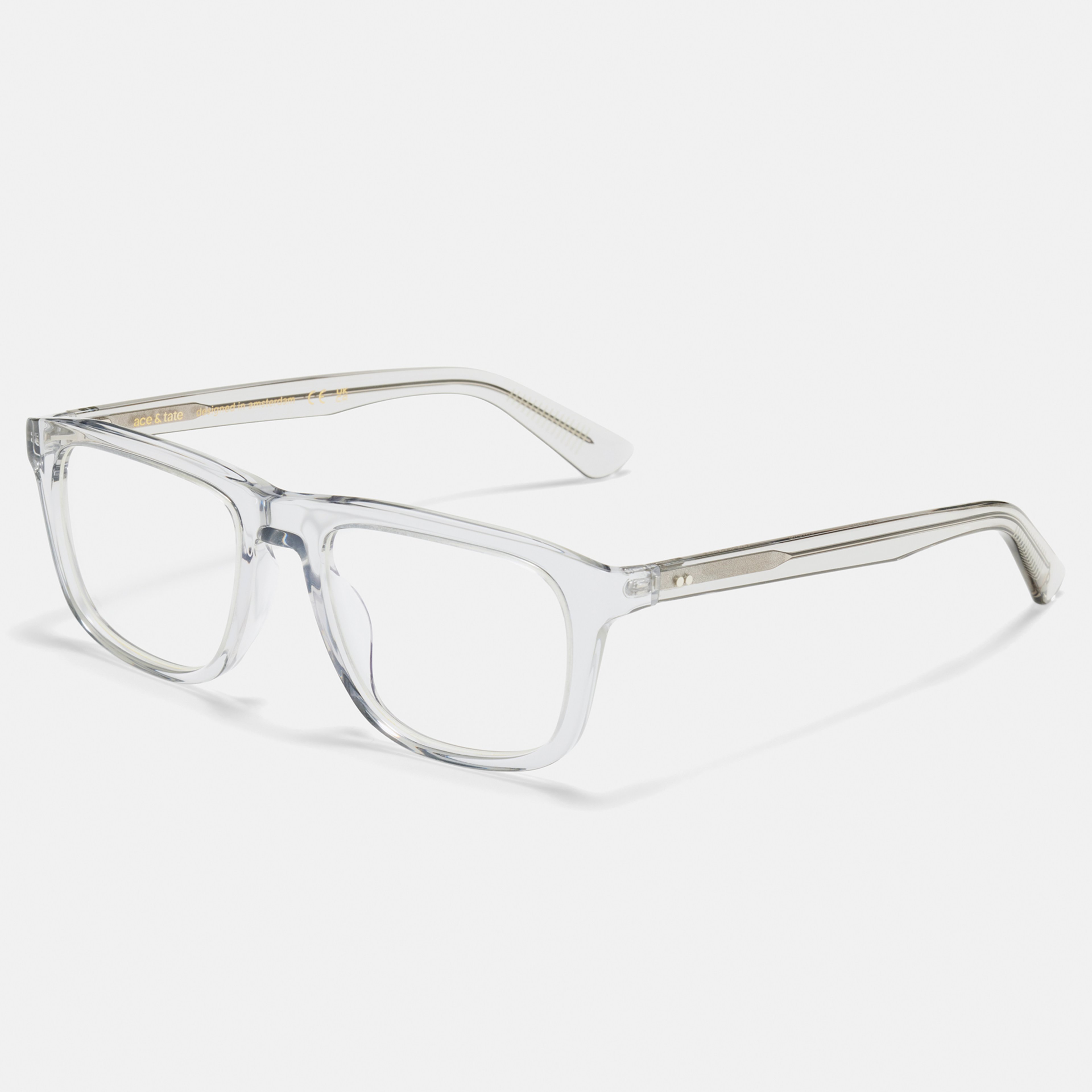 Ace & Tate Glasses | Rectangle Acetate in Clear, Grey