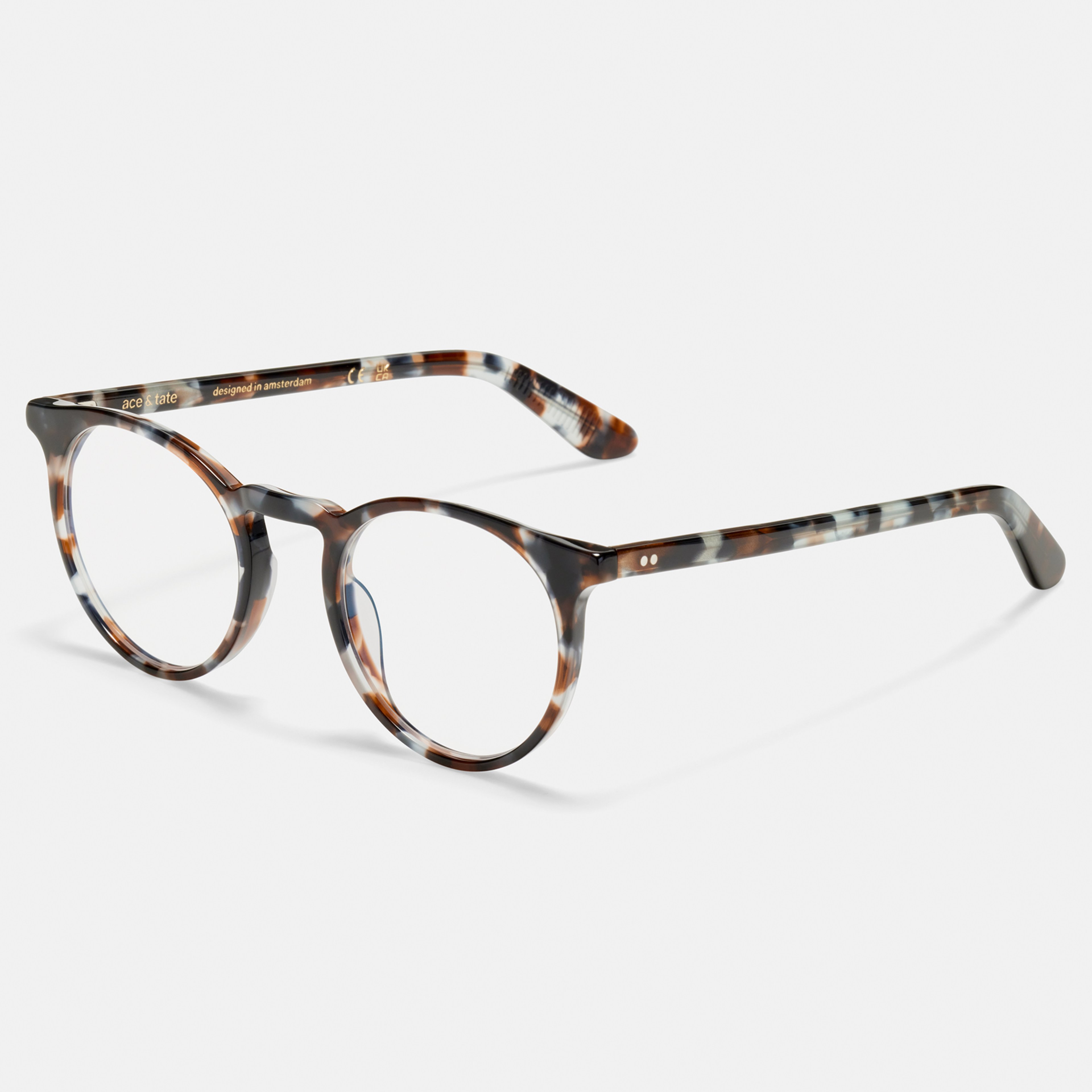 Ace & Tate Optiques | Ronde Acétate in Bleu, Gris, Rouge