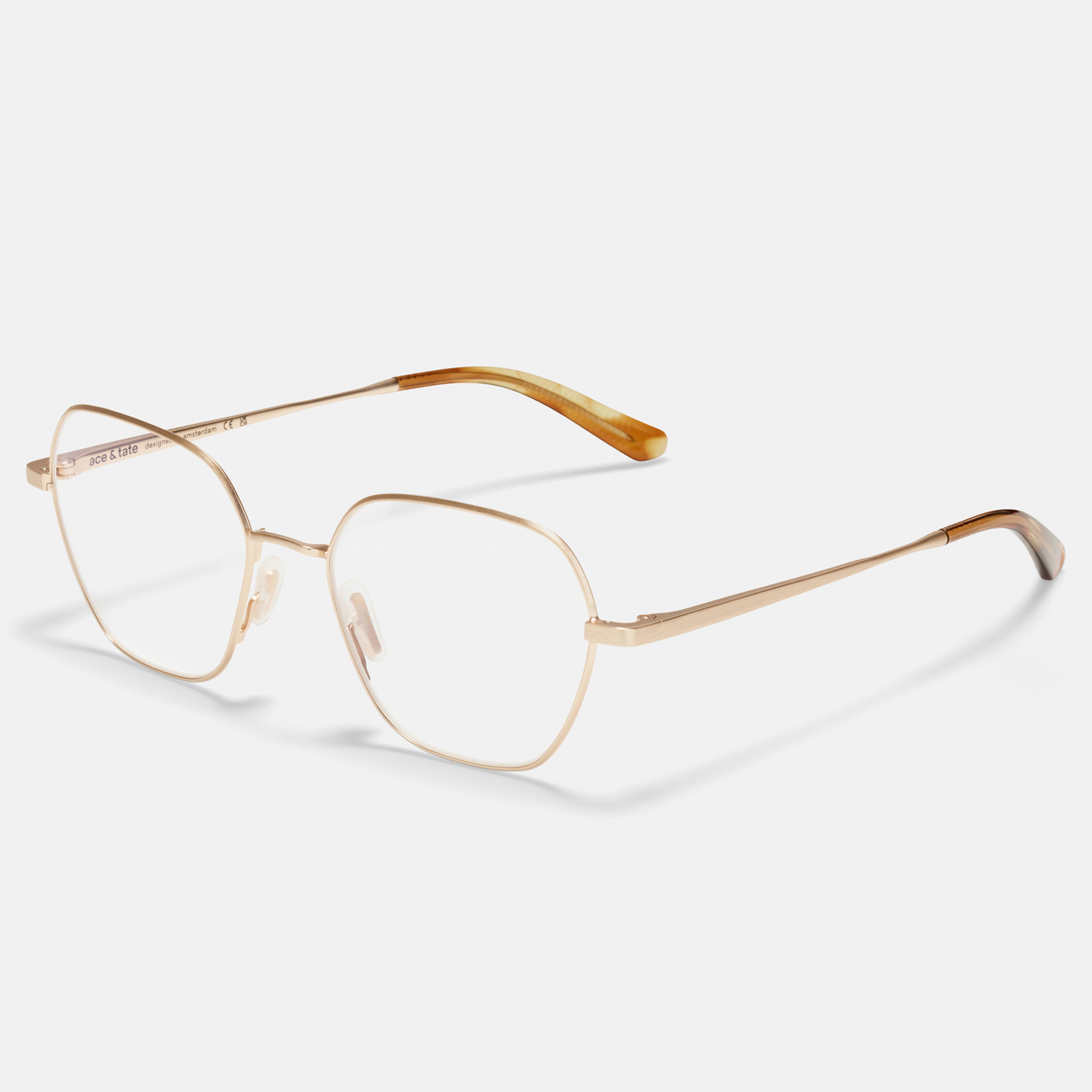 Ace & Tate Glasses | Hexagonal Metal in Gold
