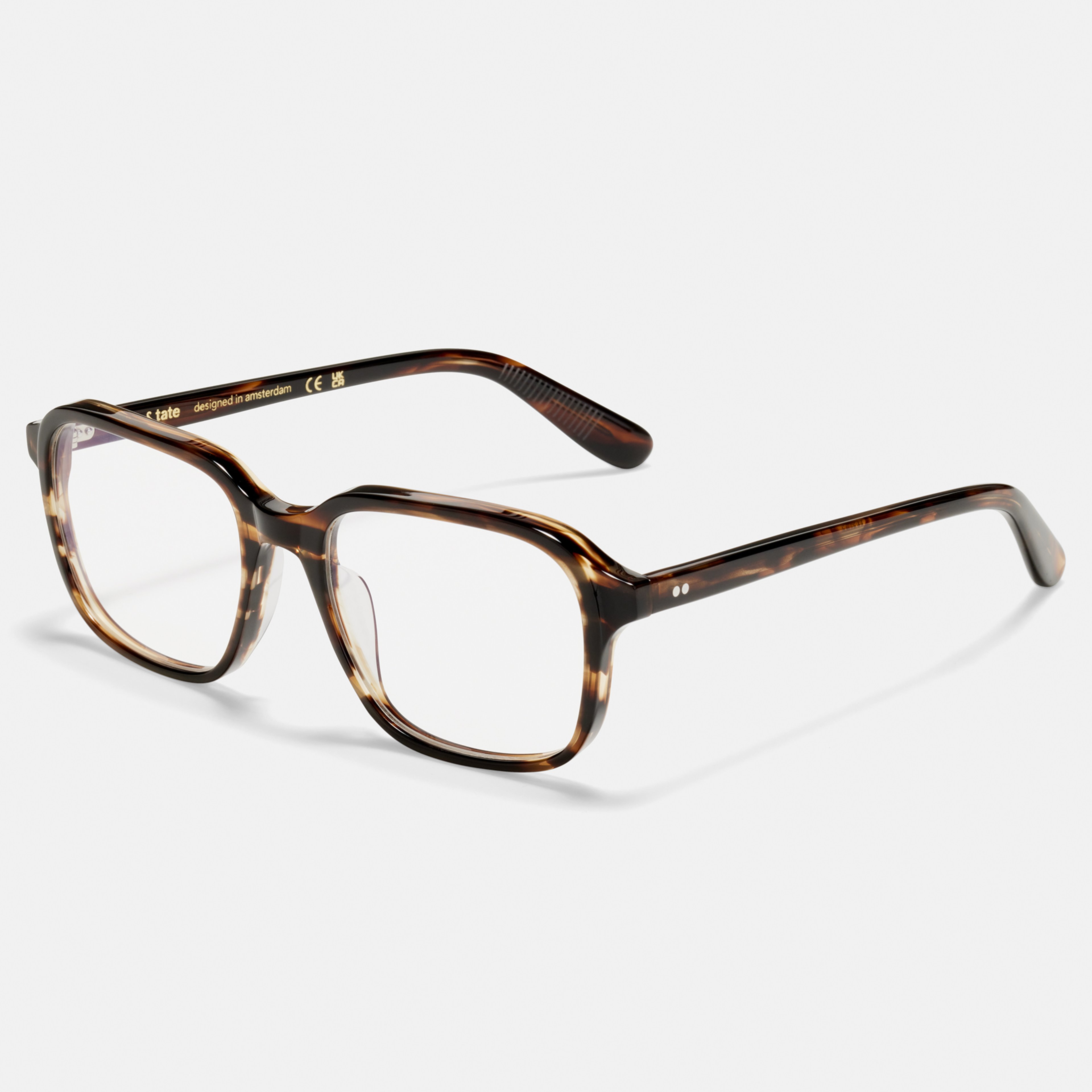 Ace & Tate Glasses | Square Acetate in Brown, Orange