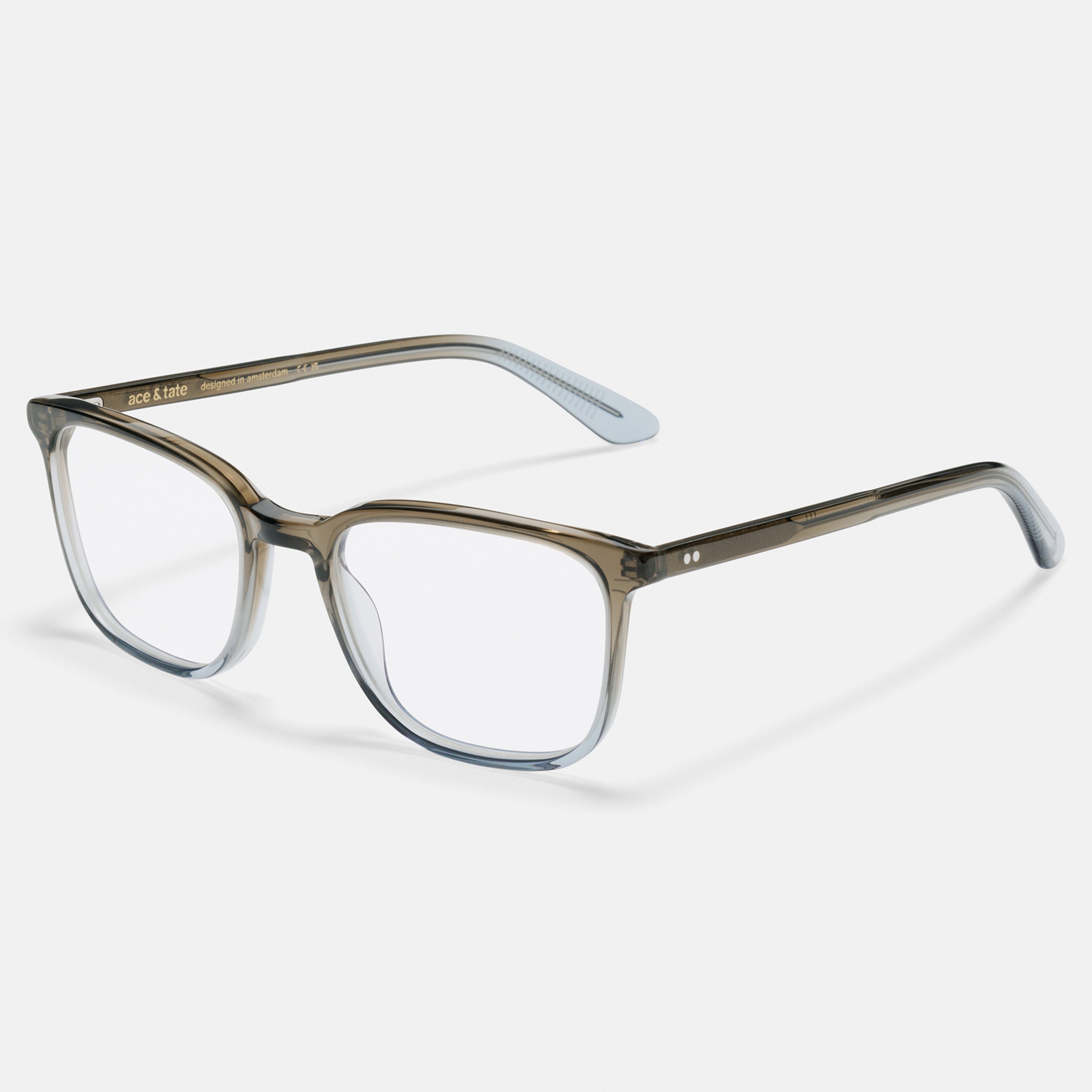 Ace & Tate Glasses | Rectangle Acetate in Blue, Grey
