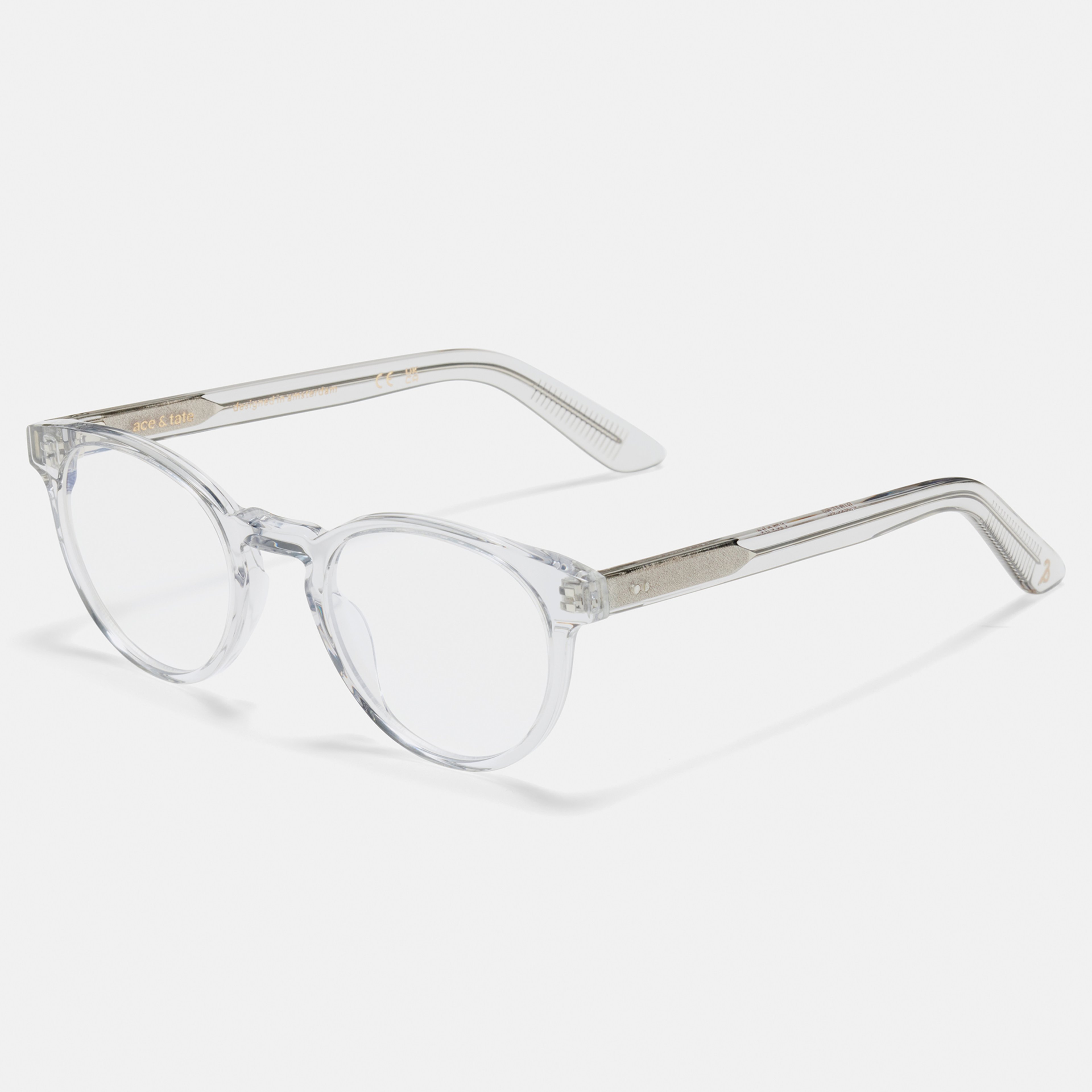 Ace & Tate Glasses | Round Acetate in Clear, Grey