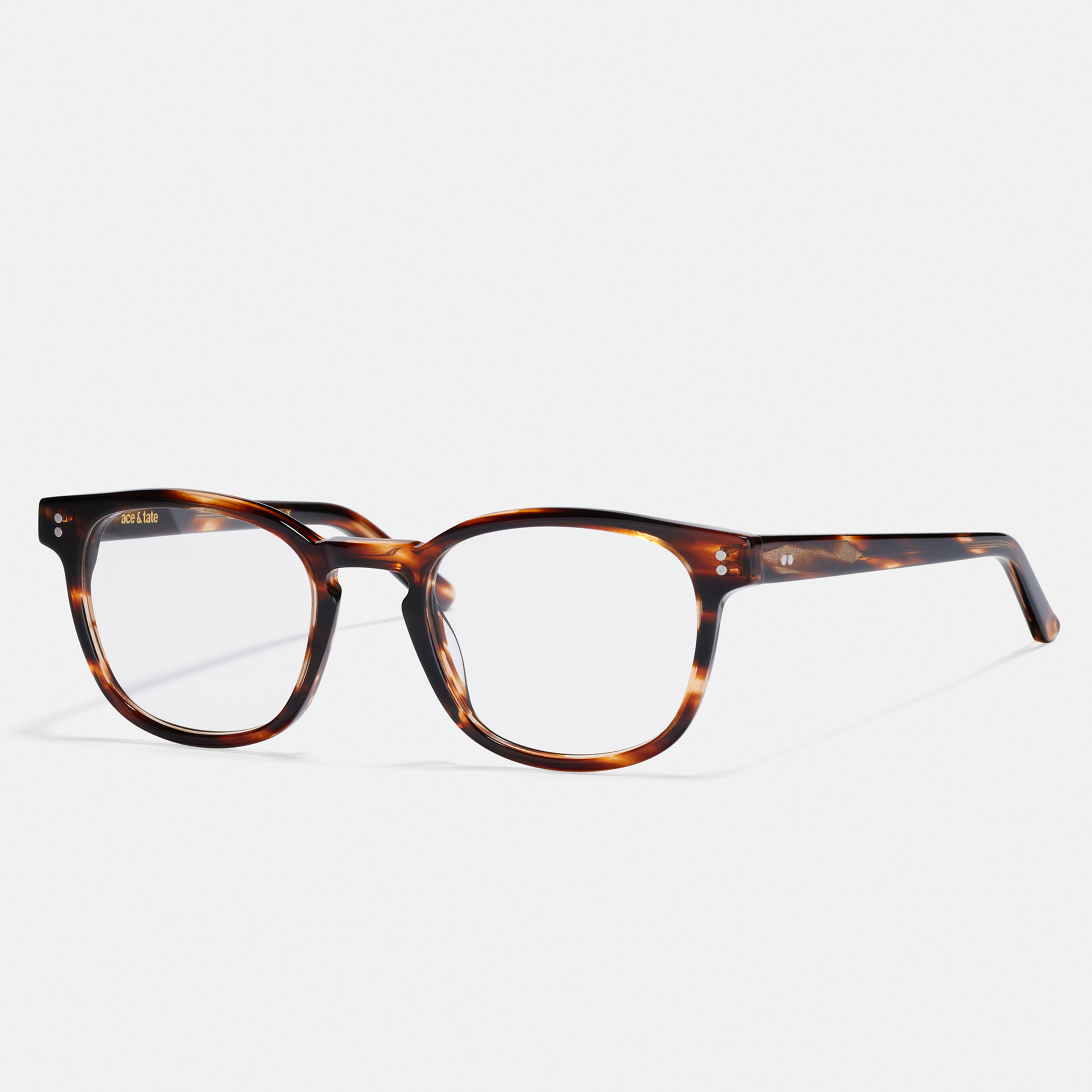 Ace & Tate Brillen | Quadratisch Acetat in Braun, Orange