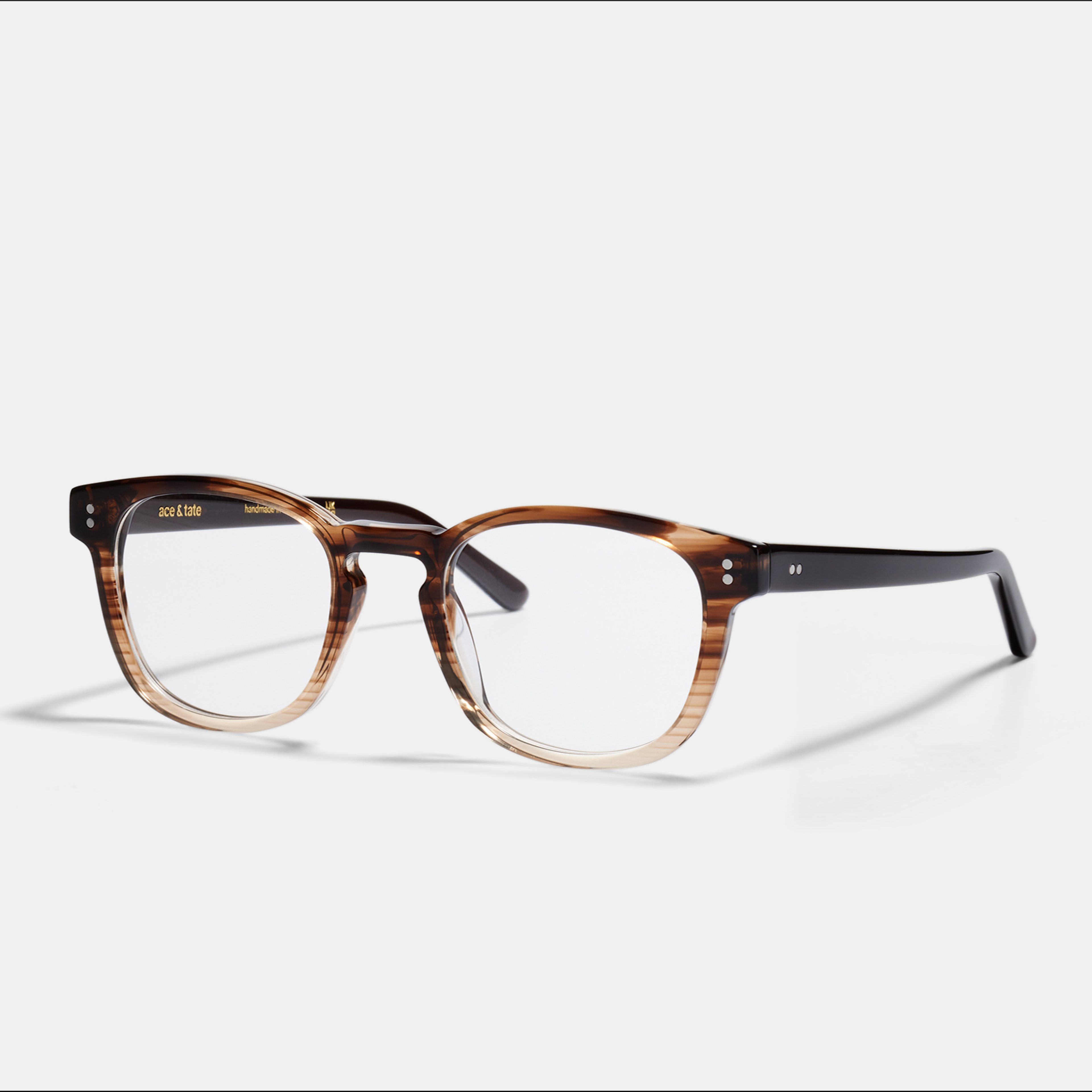 Ace & Tate Glasses | Square Acetate in Brown, Clear