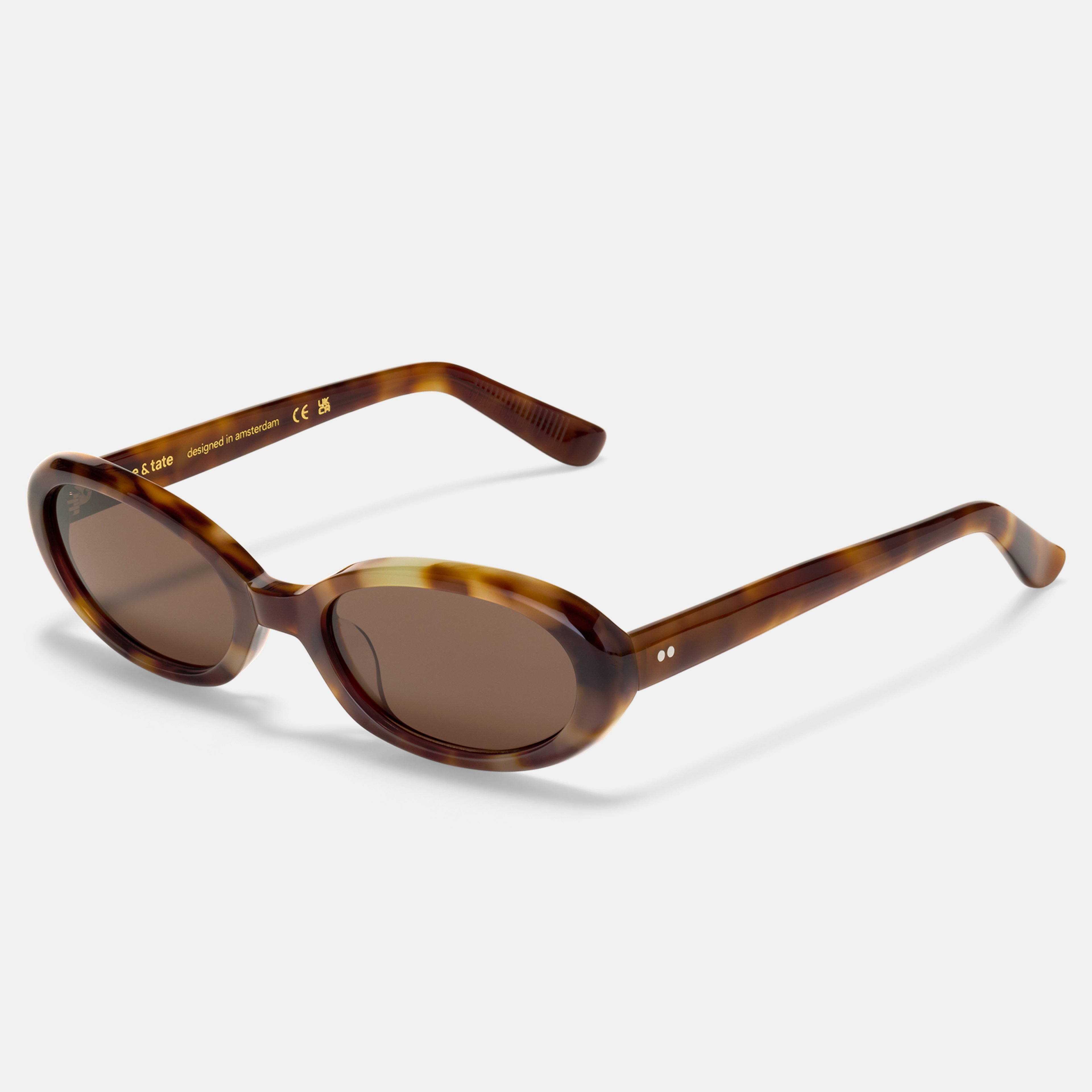 Ace & Tate Sunglasses | Oval Acetate in Brown, Yellow