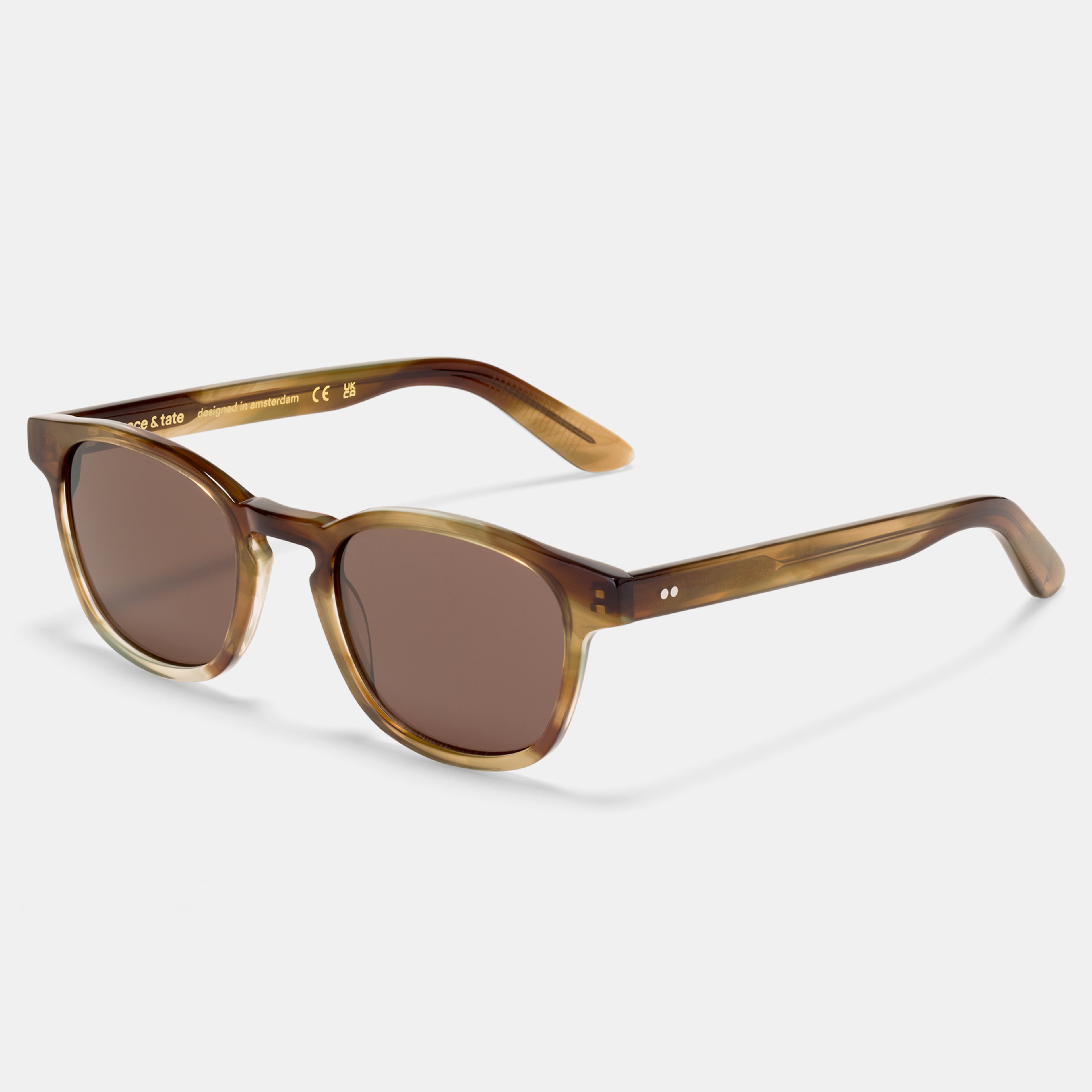 Ace & Tate Solaires | Carrée Acétate in Orange, Jaune, Marron, Vert