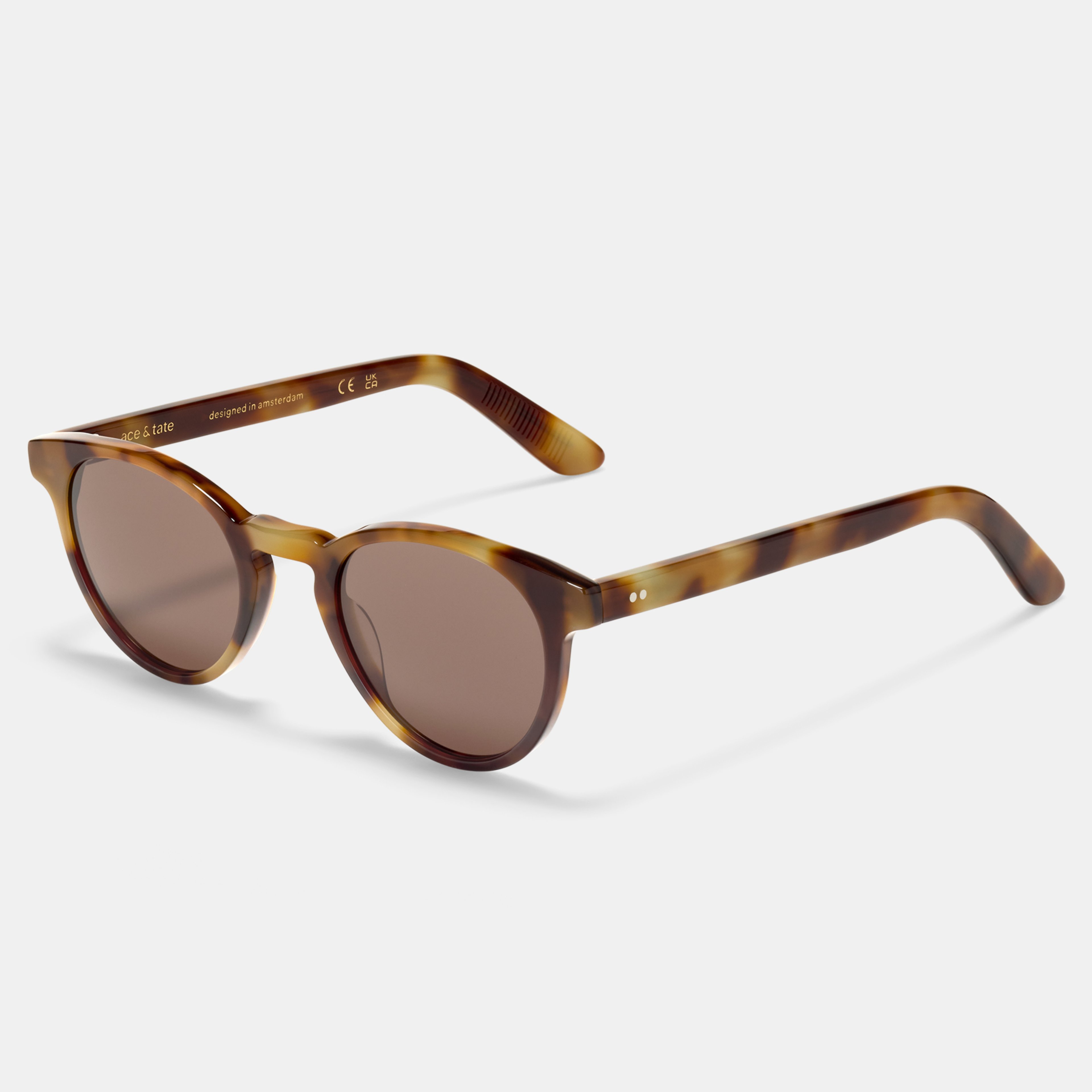 Ace & Tate Sonnenbrillen | Rund Acetat in Braun, Gelb