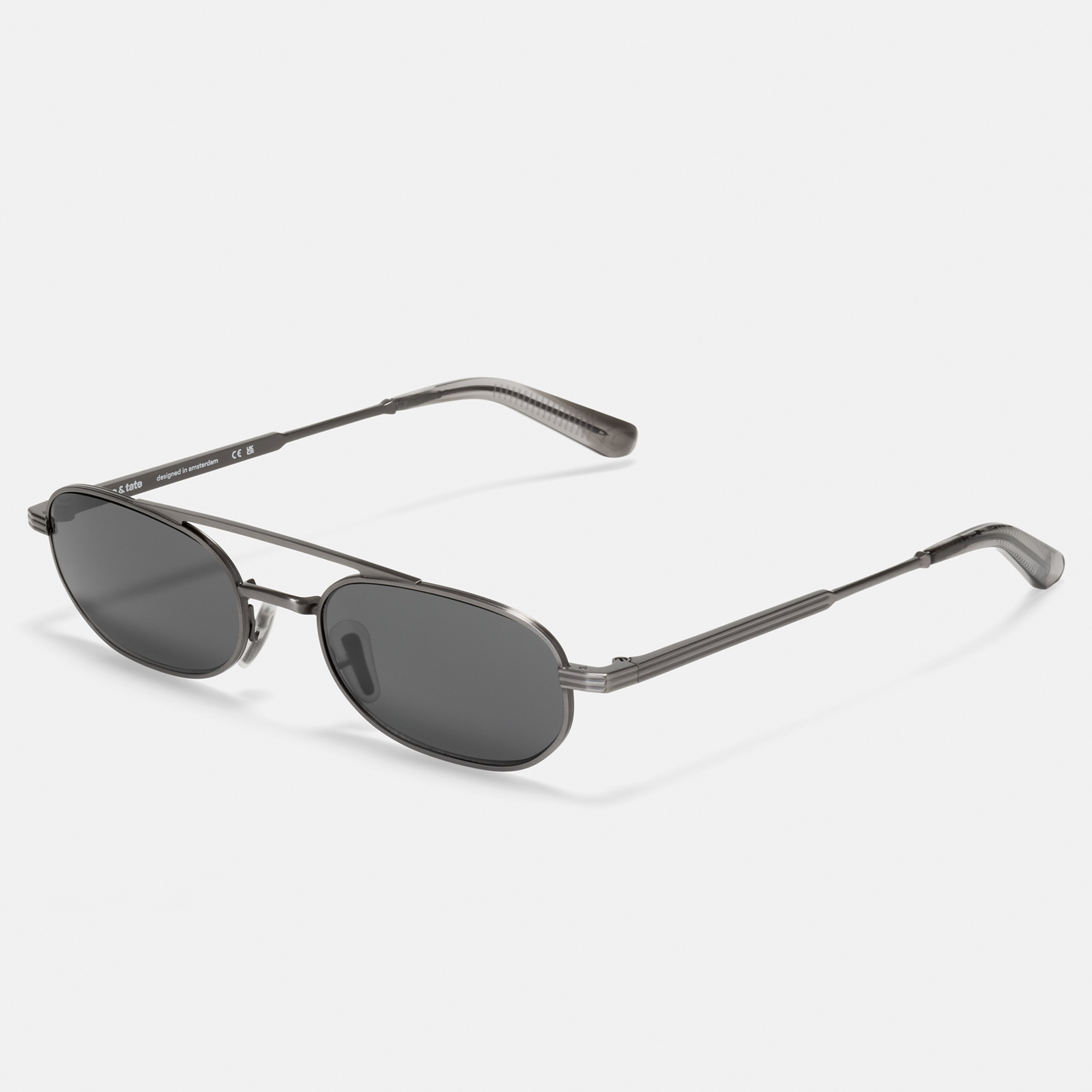 Ace & Tate Sunglasses | Oval Metal in Grey