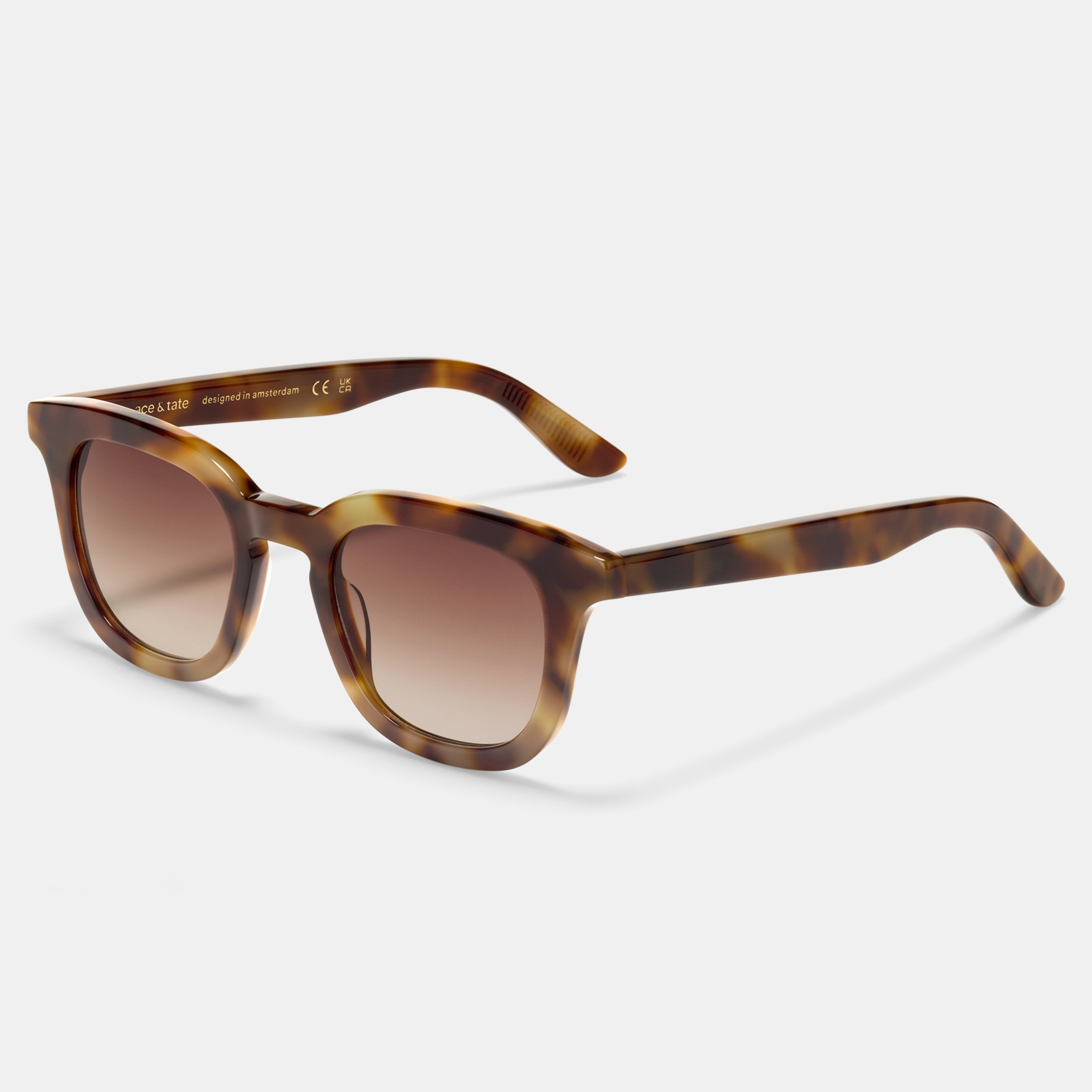 Ace & Tate Sunglasses | Square Acetate in Brown, Yellow