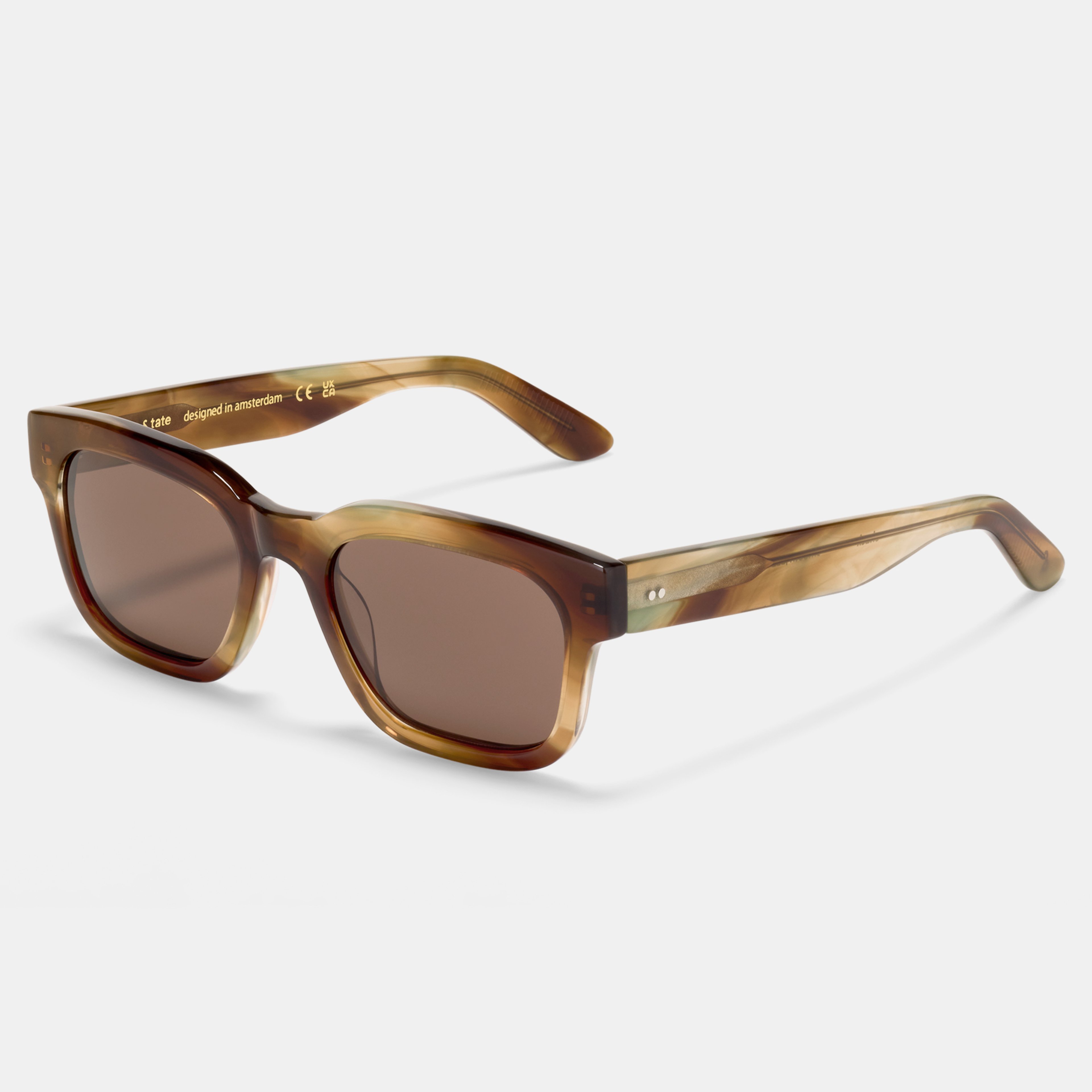 Ace & Tate Sonnenbrillen | Rechteckig Acetat in Orange, Gelb, Braun, Grün